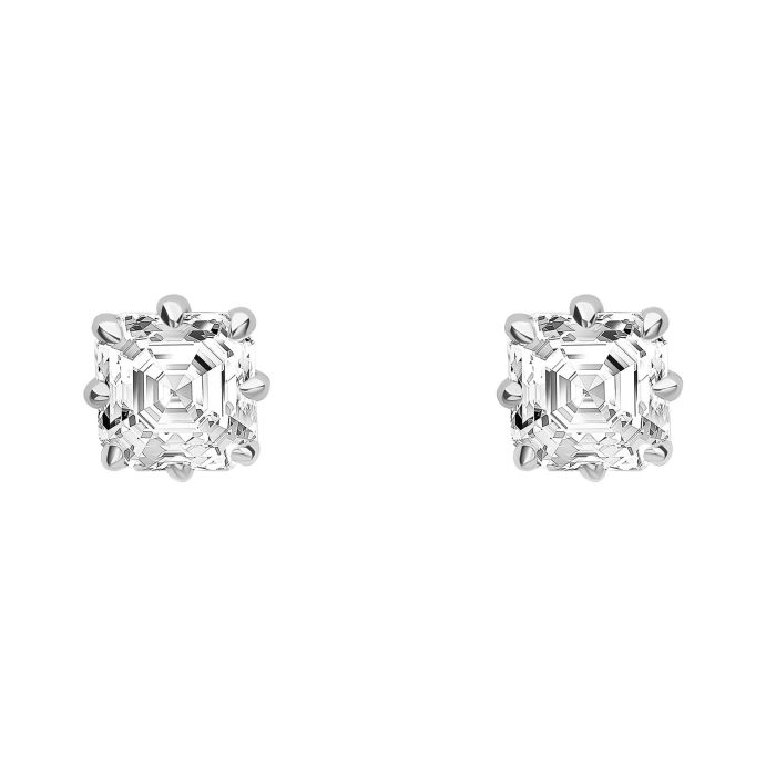 Asscher Cut Solitaire Stud Earrings