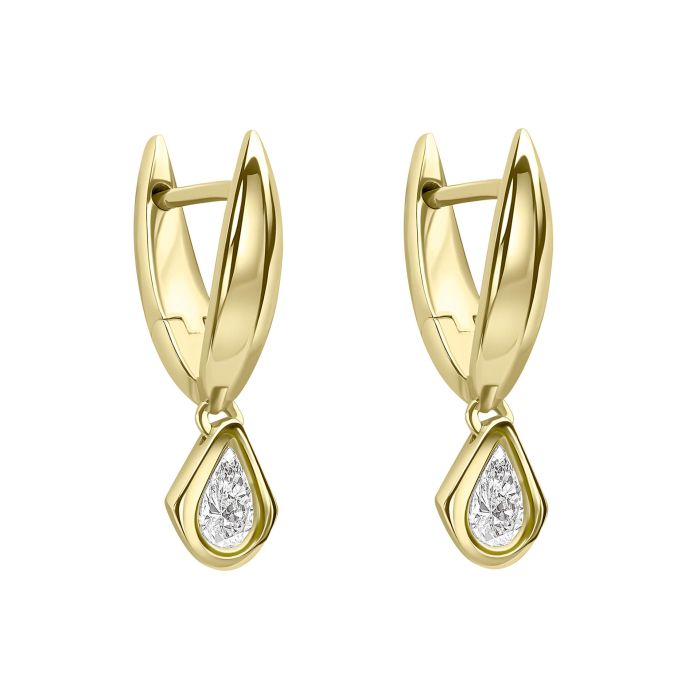 Pear Cut Knife Edge Hoop Earrings