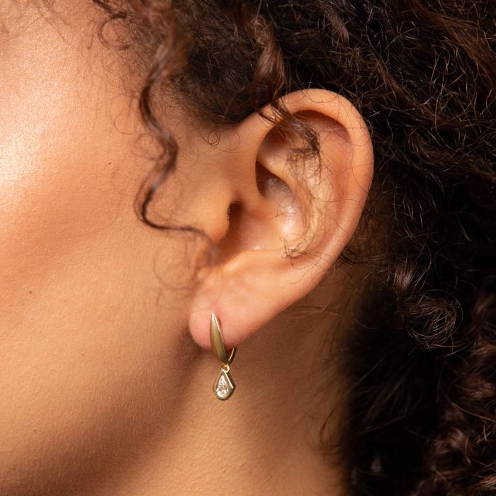 Pear Cut Knife Edge Hoop Earrings