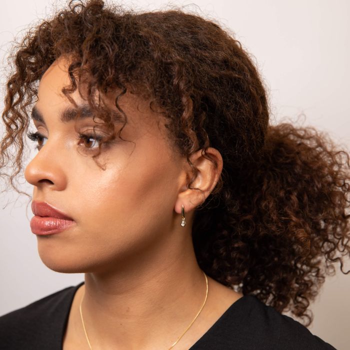 Pear Cut Knife Edge Hoop Earrings