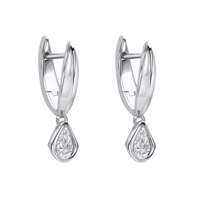 Pear Cut Knife Edge Hoop Earrings
