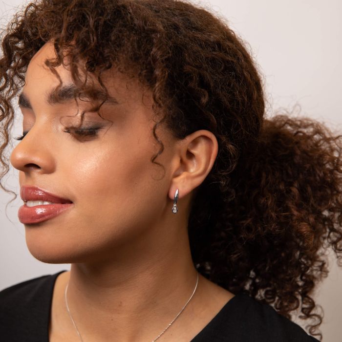 Pear Cut Knife Edge Hoop Earrings