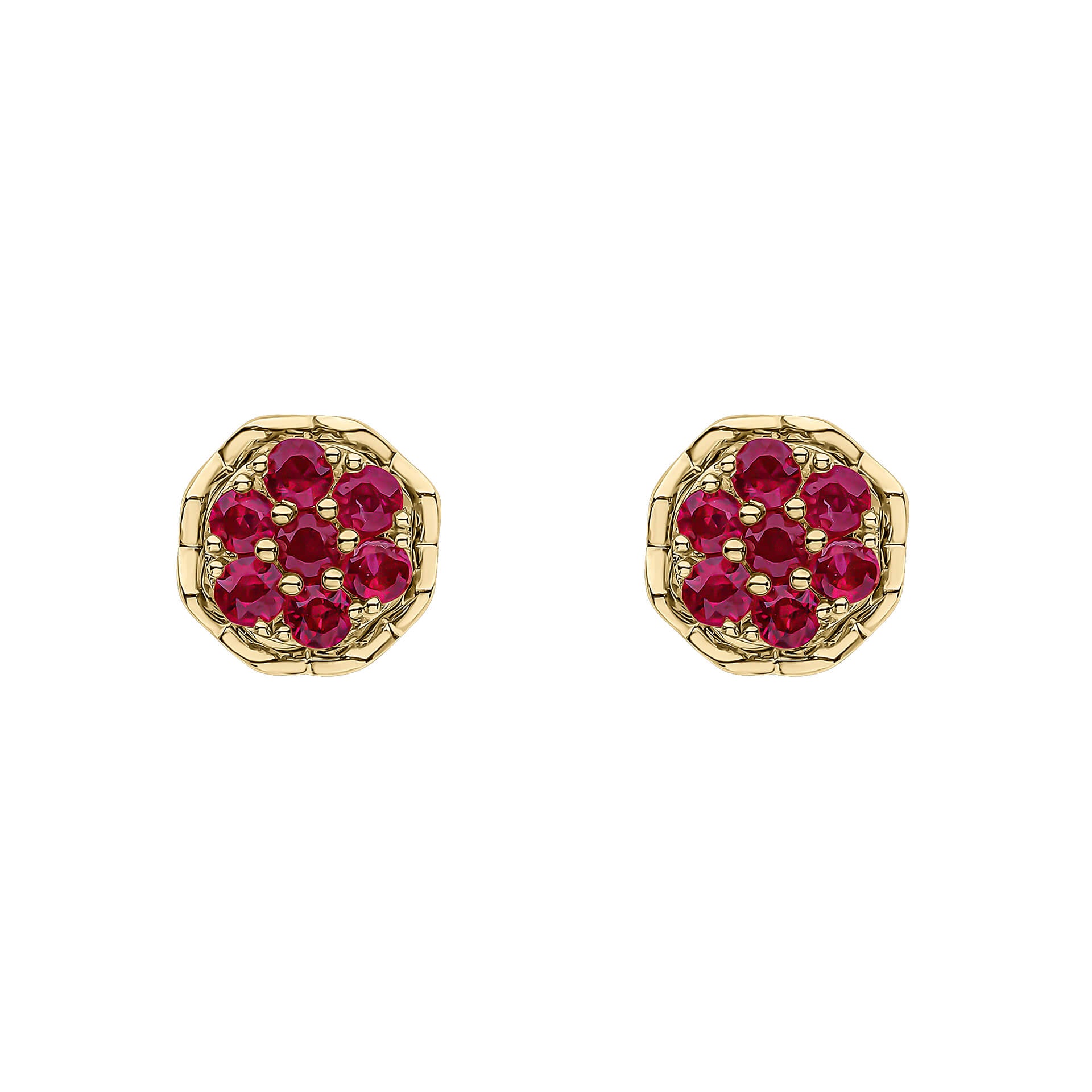 Seven Stone Ruby Cluster Earrings