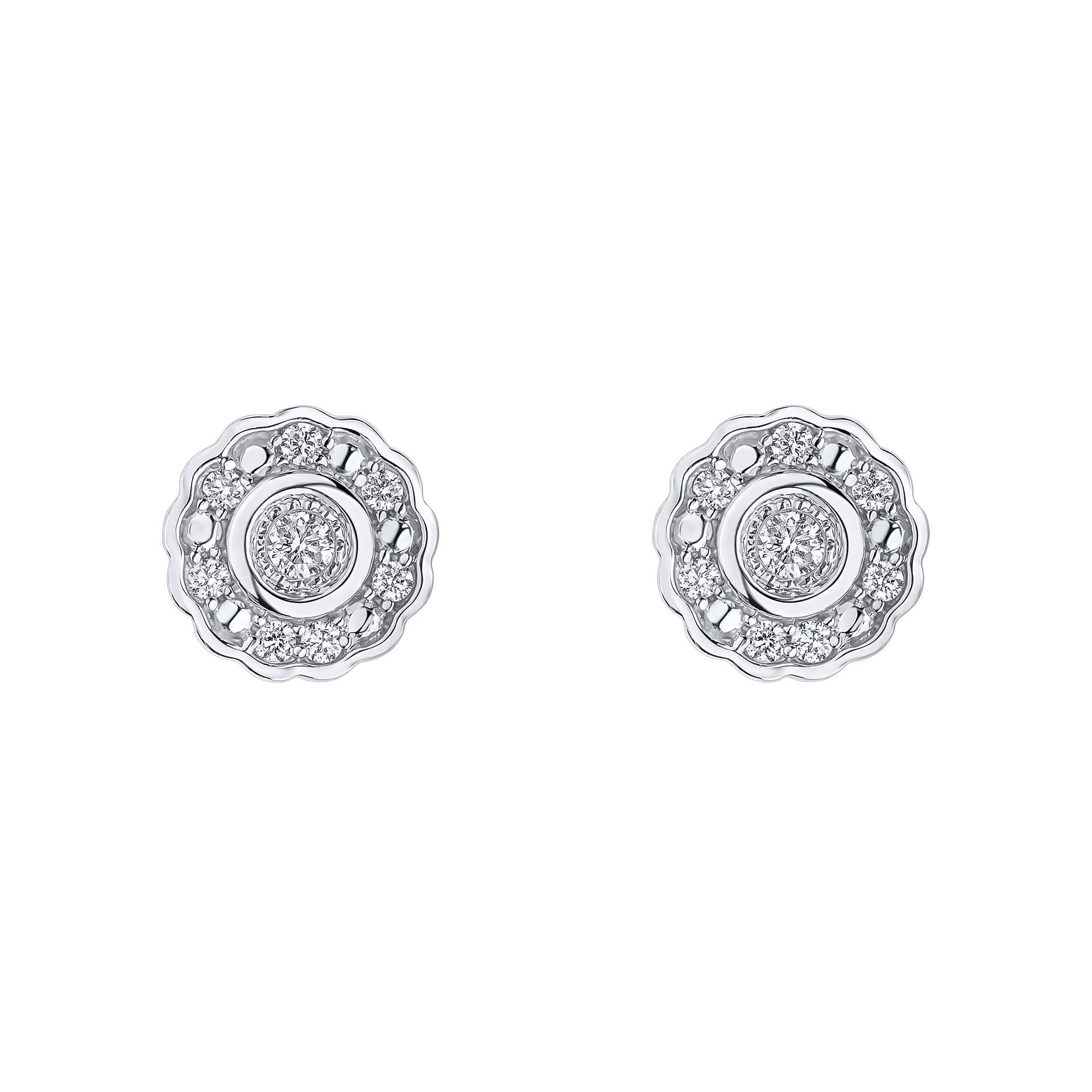 Bezel Set Diamond Cluster Stud Earrings
