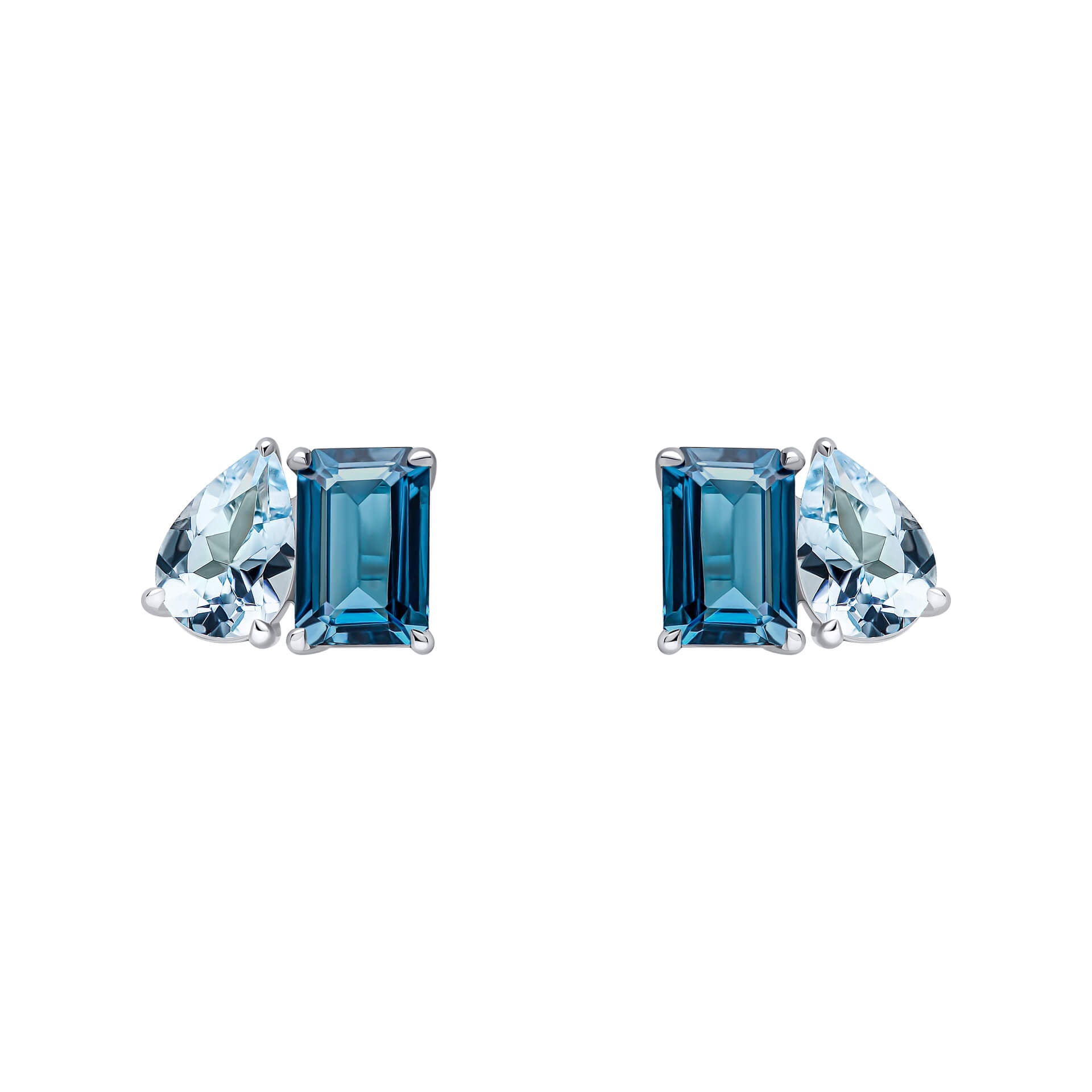 Toi et Moi Blue Topaz Stud Earrings