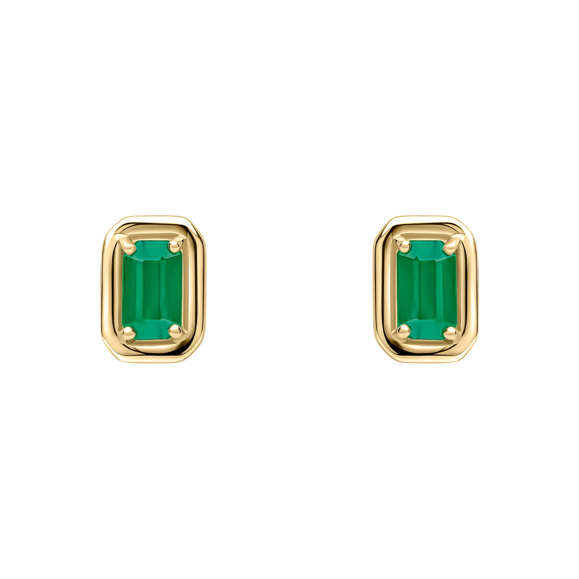 Chunky Border Precious Stone Stud Earrings