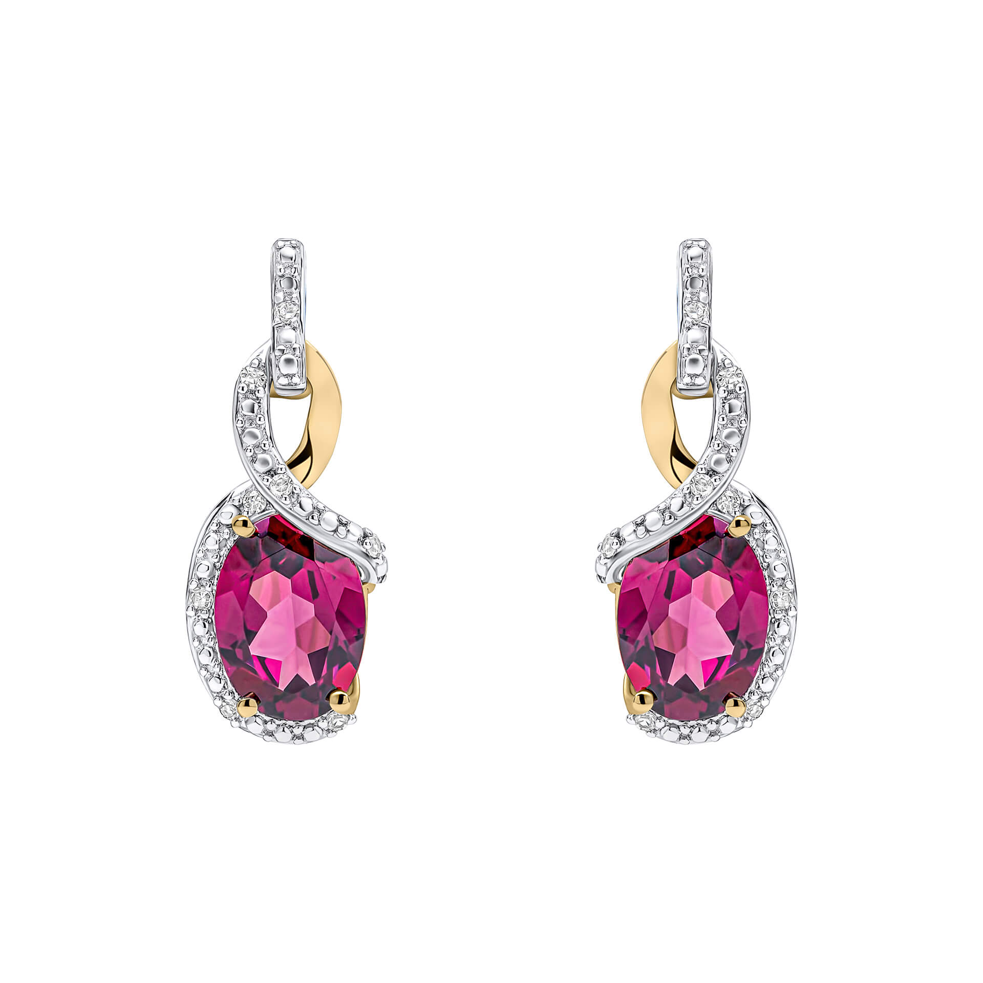 Elegant Twist Garnet Drop Earrings