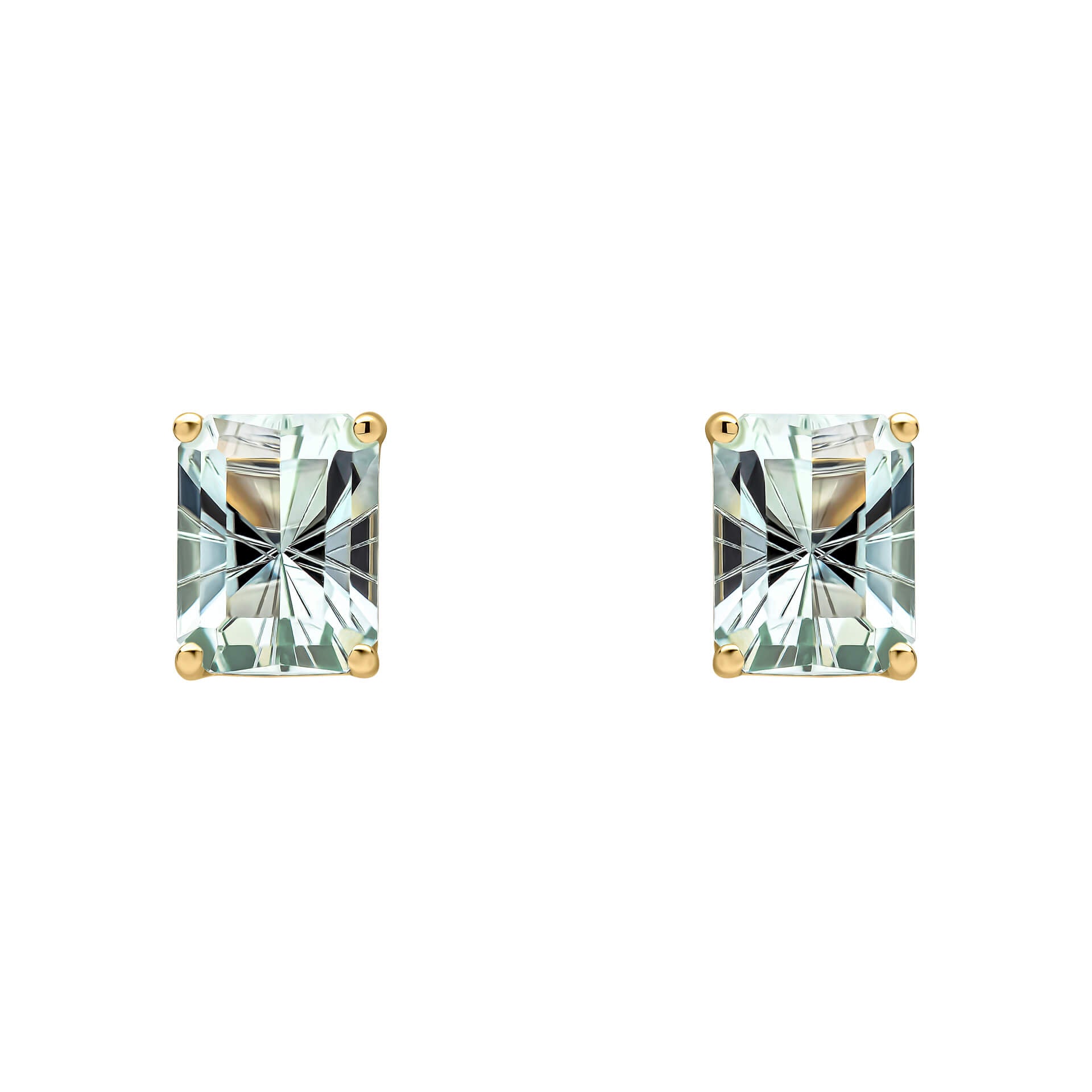 Octagonal Fancy Cut Amethyst Stud Earrings