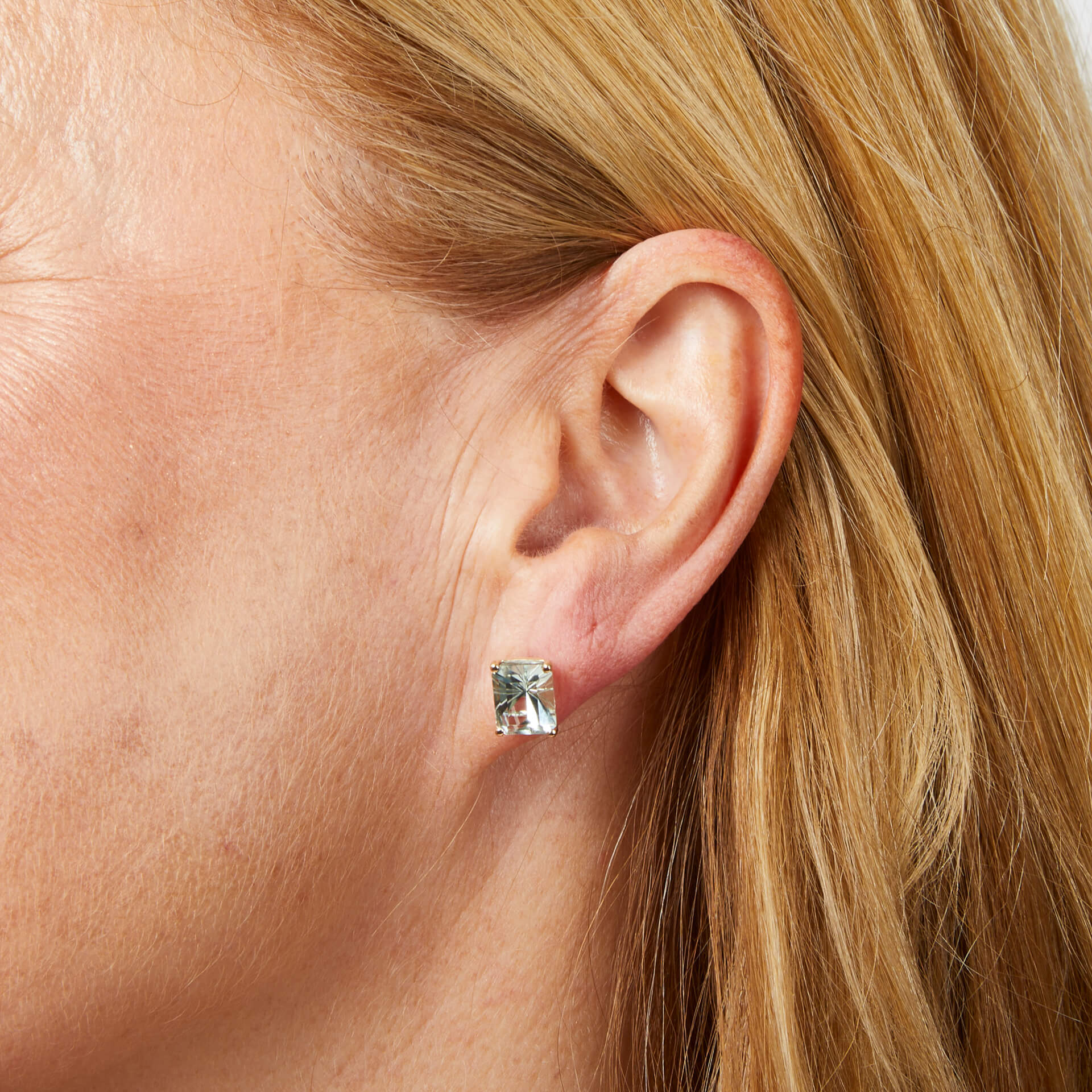 Octagonal Fancy Cut Amethyst Stud Earrings