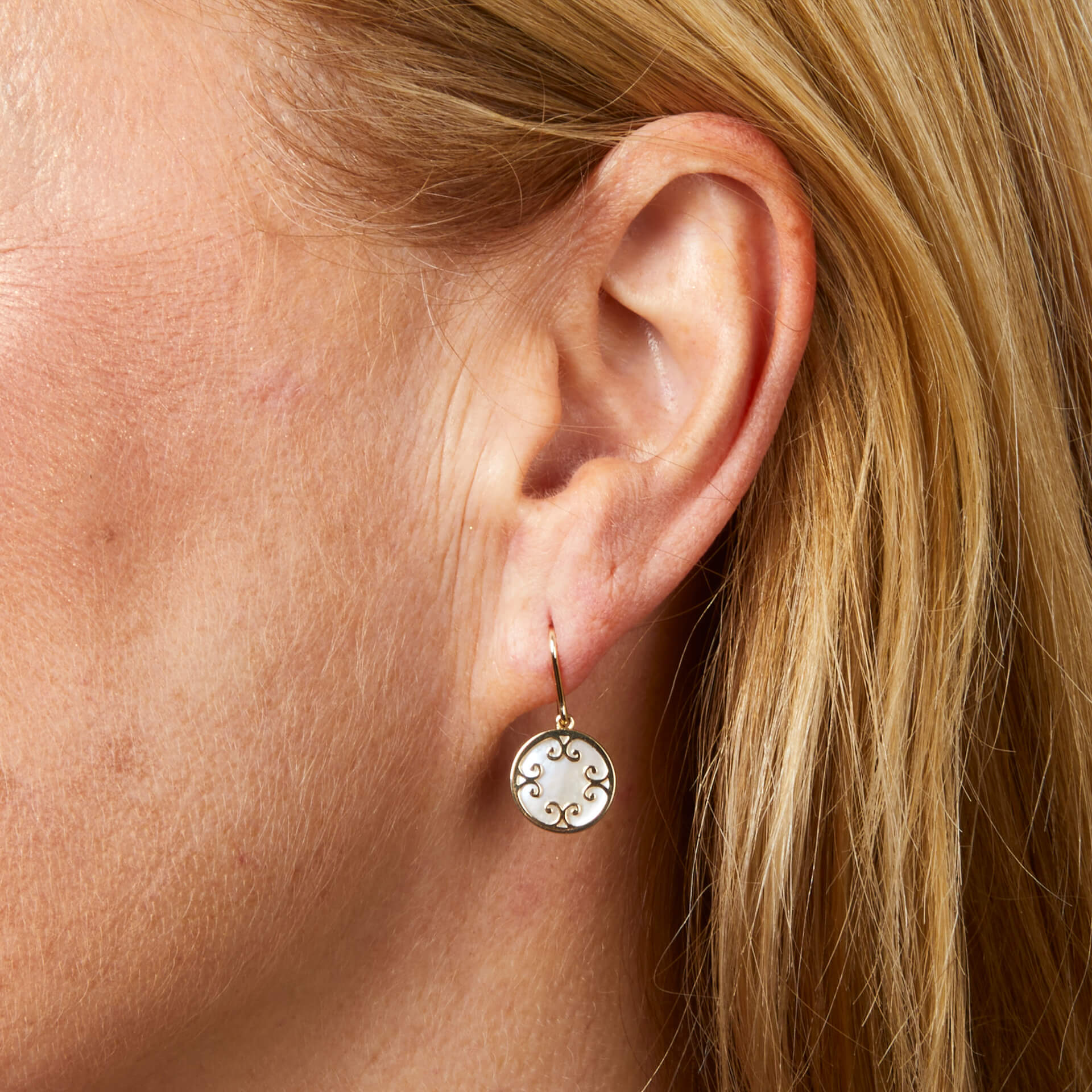 Mother Of Pearl Inlay Swirl Earrings