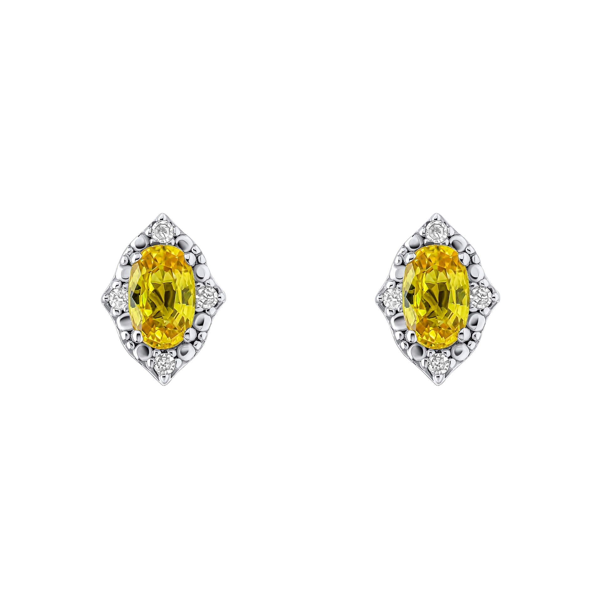 Oval Sapphire and Diamond Stud Earrings