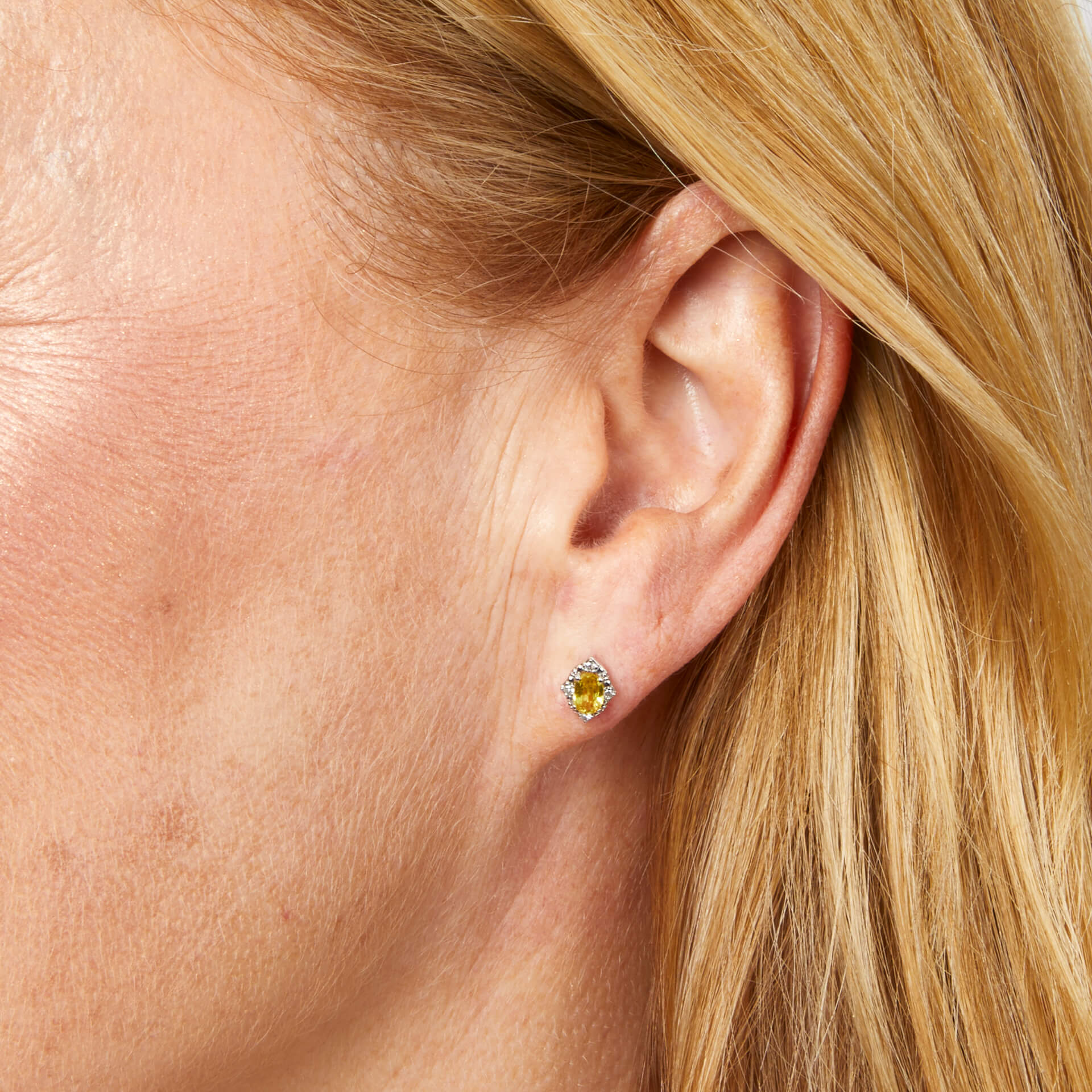 Oval Sapphire and Diamond Stud Earrings