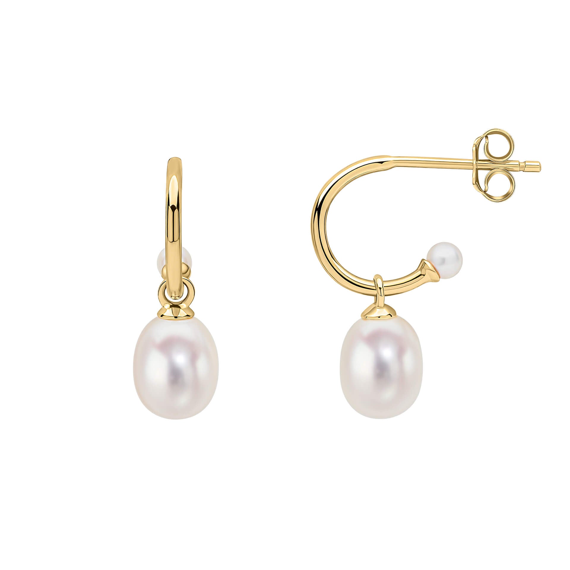 Pearl Detail Half Hoop Earrings