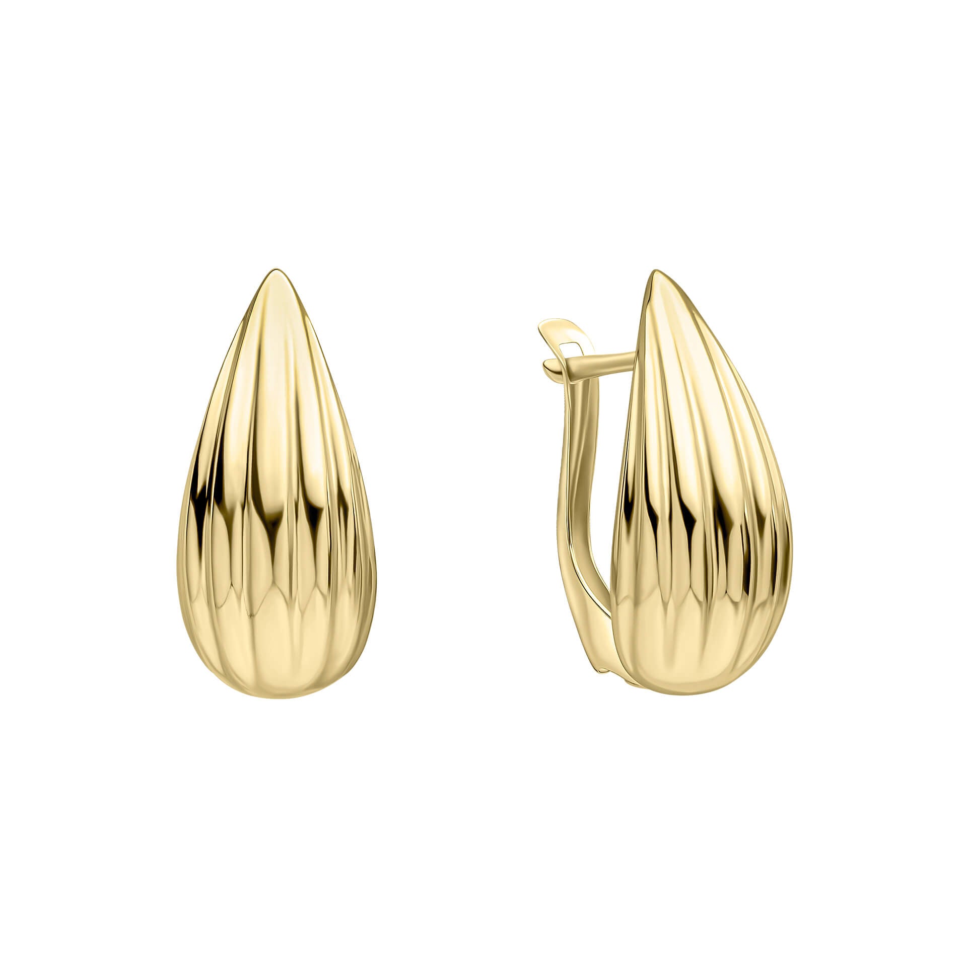Ridged Teardrop Hoop Earrings