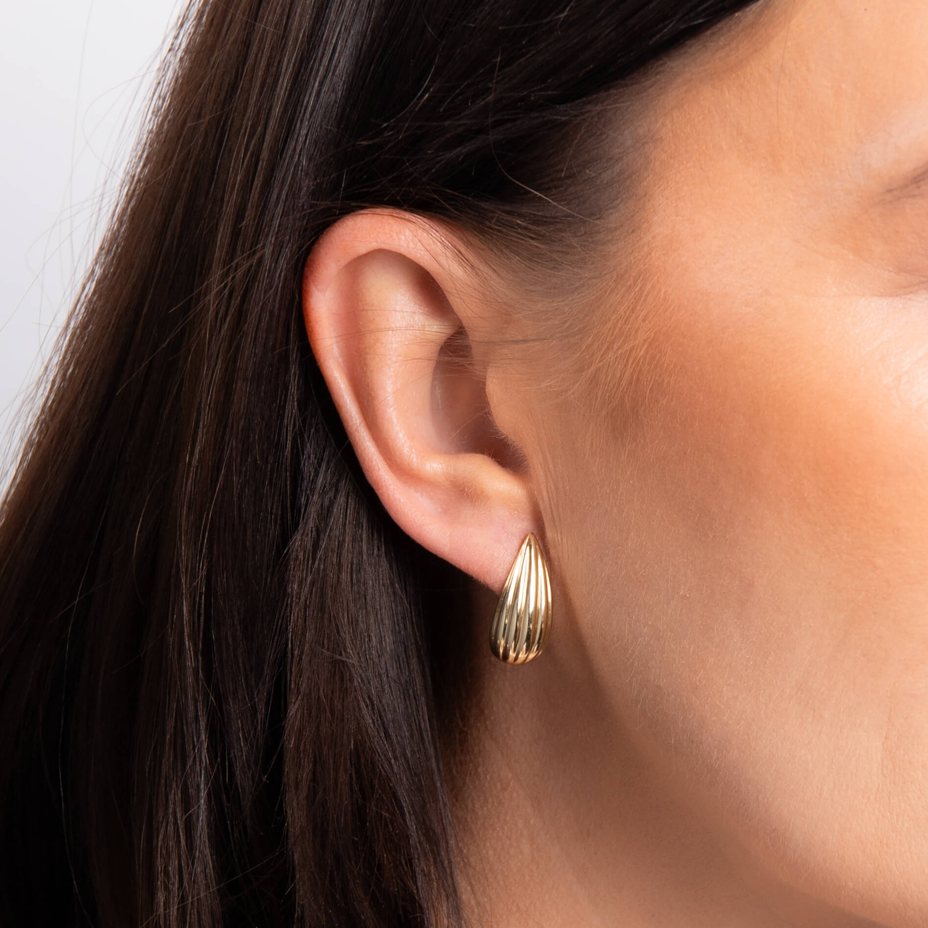 Ridged Teardrop Hoop Earrings