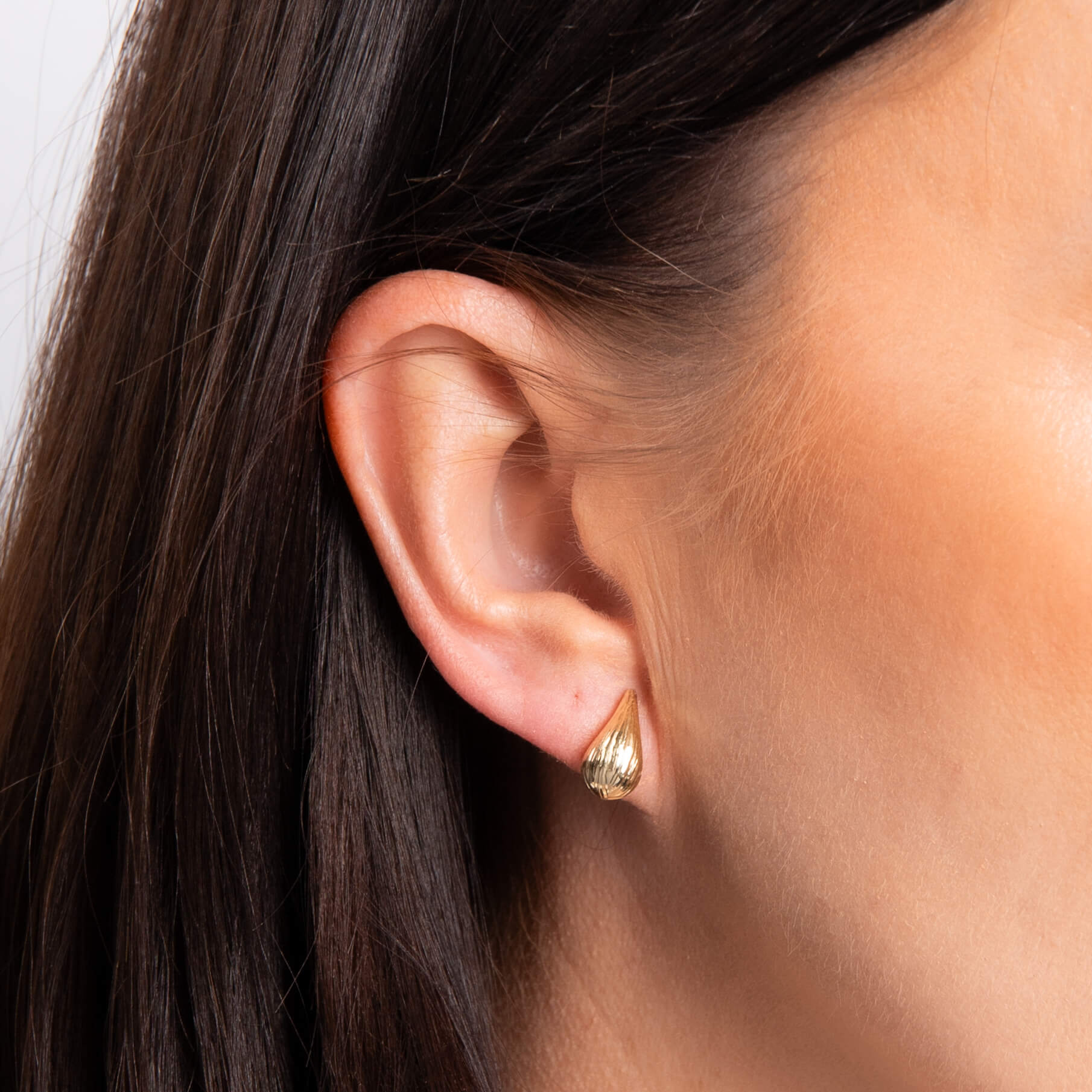 Ridged Teardrop Stud Earrings