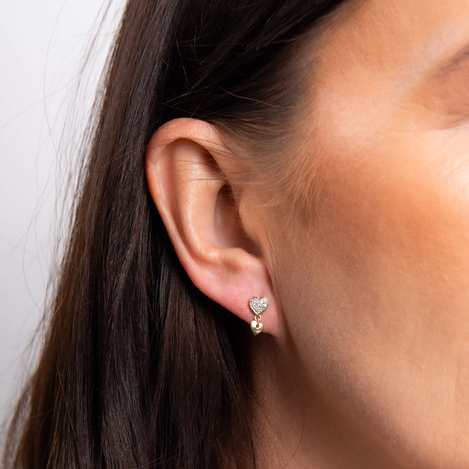 Double Heart Drop Earrings