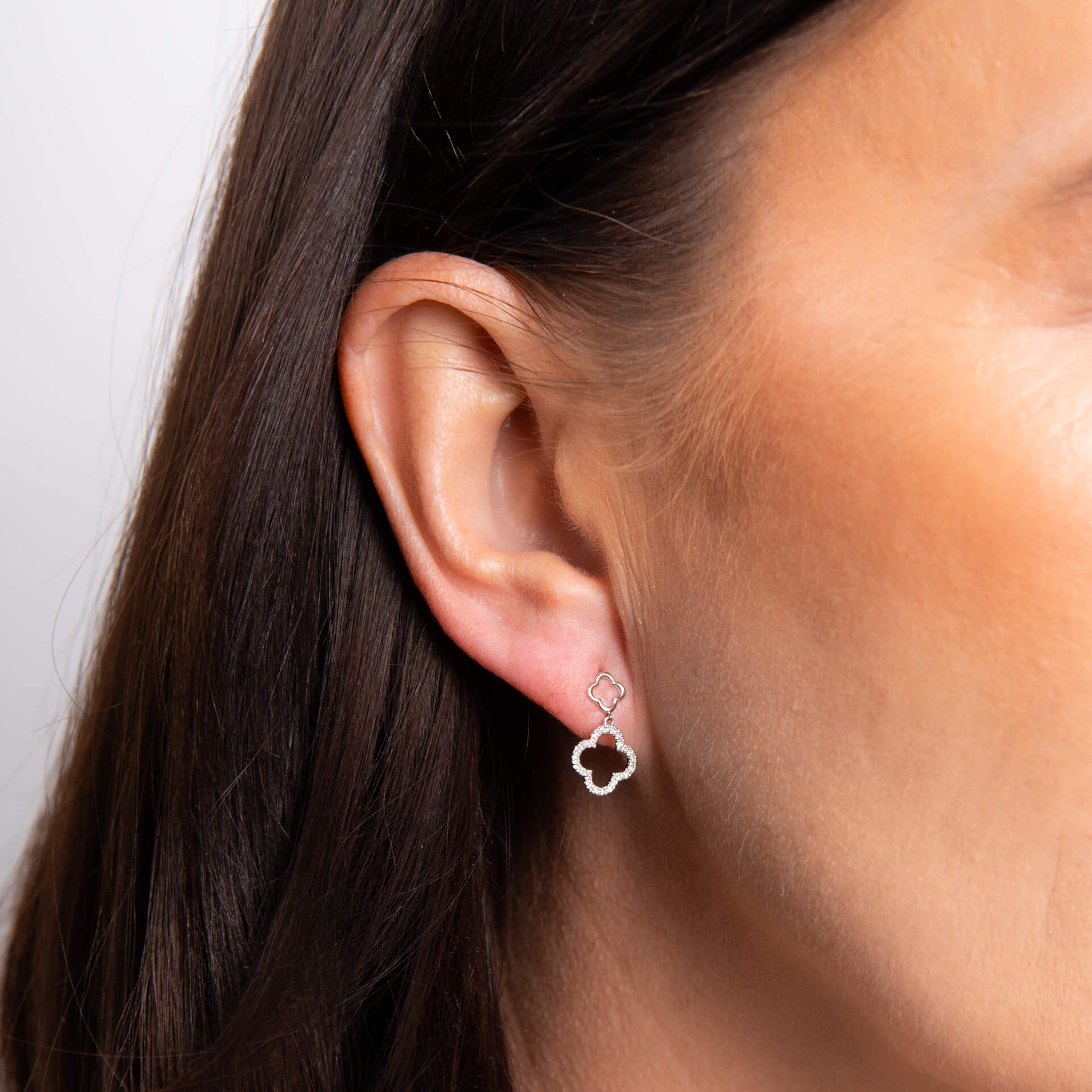 Diamond Quatrefoil Drop Earrings