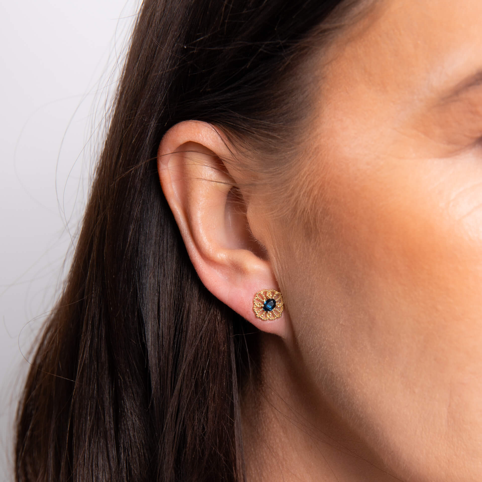 Ornate Sapphire Stud Earrings