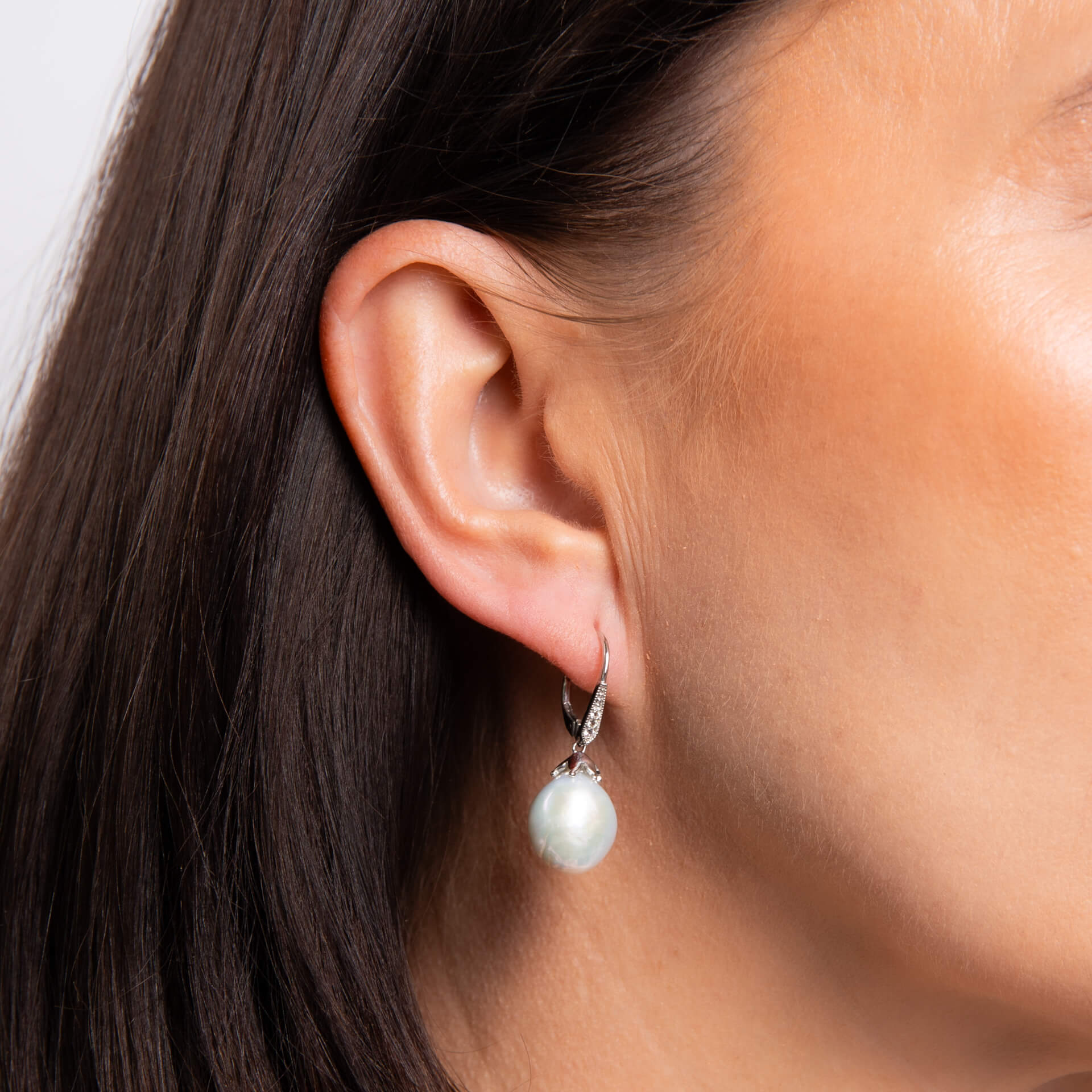 Oversized Baroque Pearl and White Topaz Detail Drop Earrings