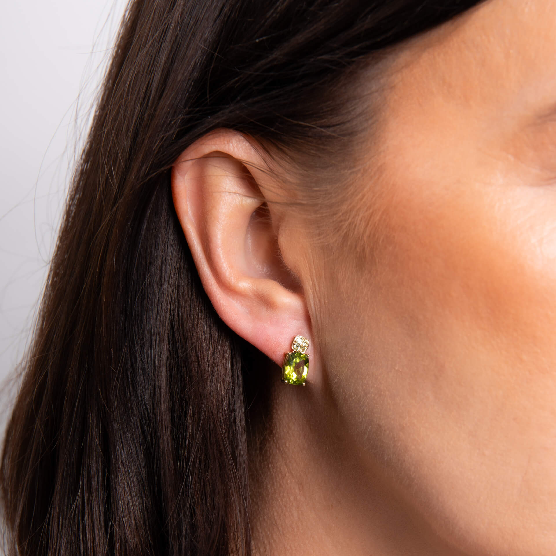 Cushion Cut and Cluster Peridot Earrings