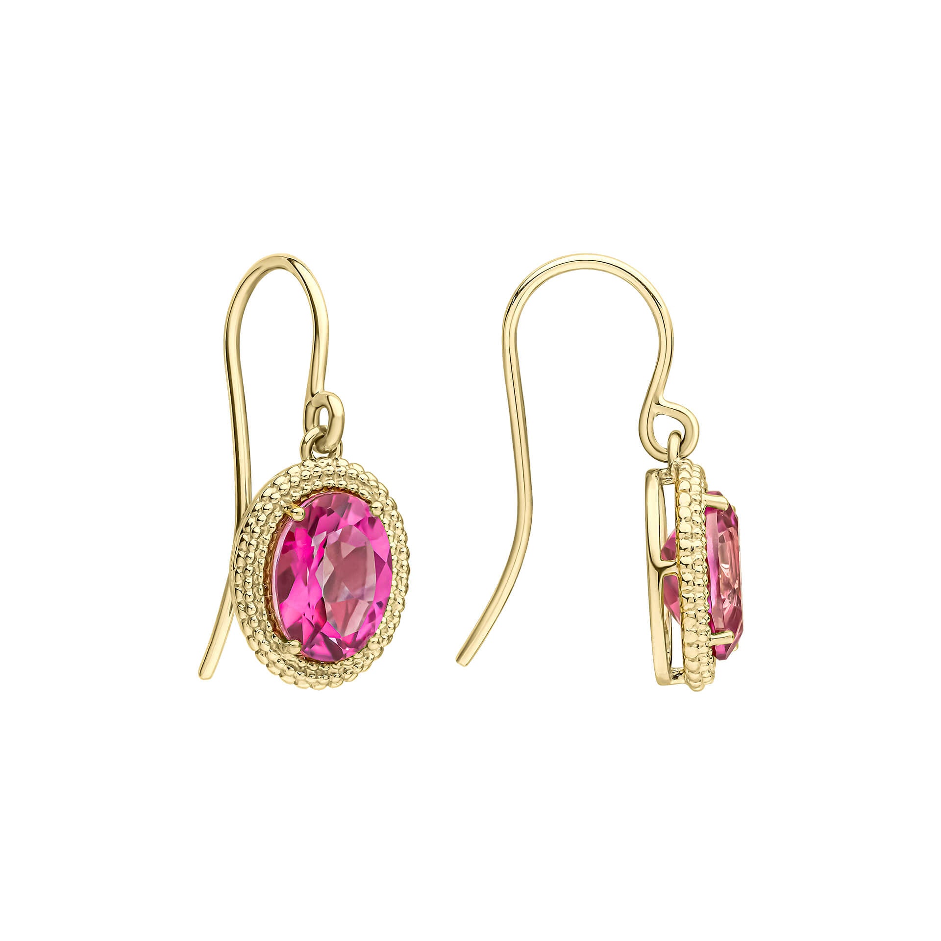 Oval Cut Pink Topaz Drop Earrings