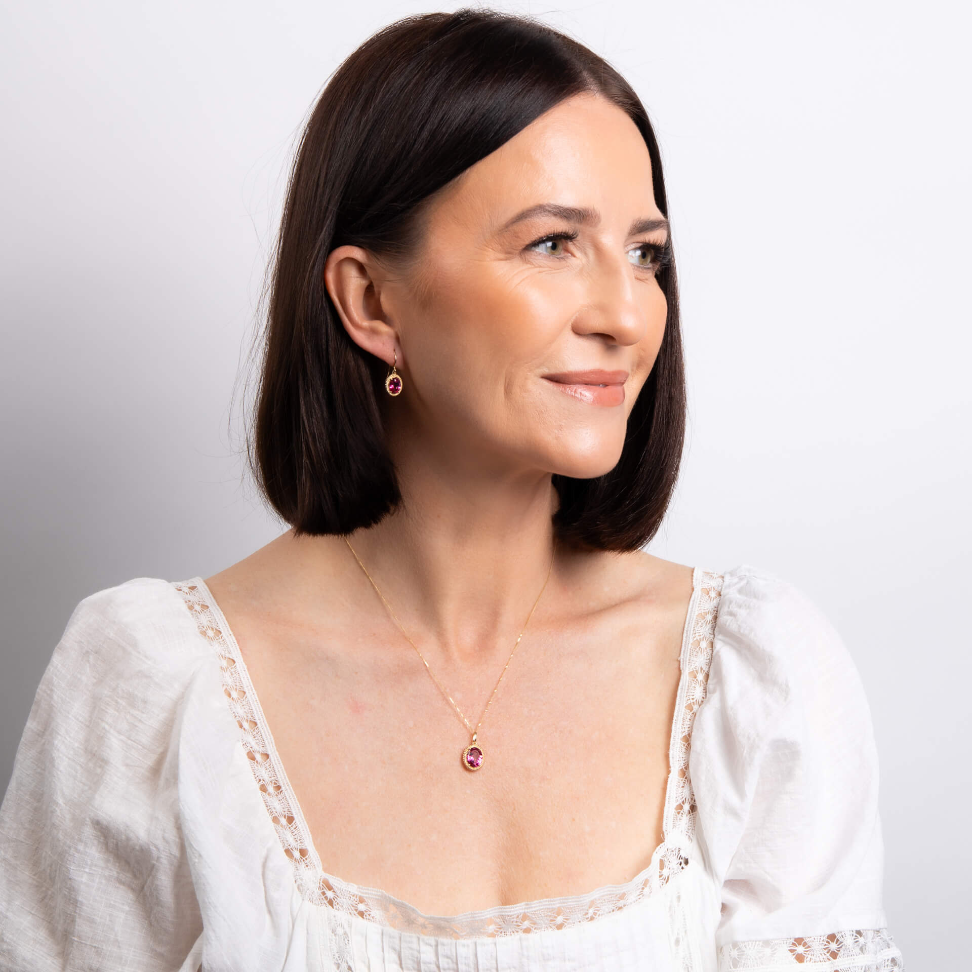 Oval Cut Pink Topaz Pendant