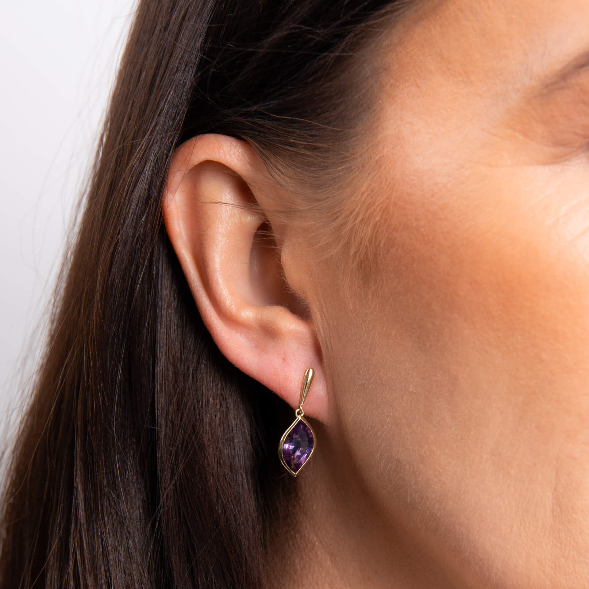 Flame Cut Amethyst Drop Earrings