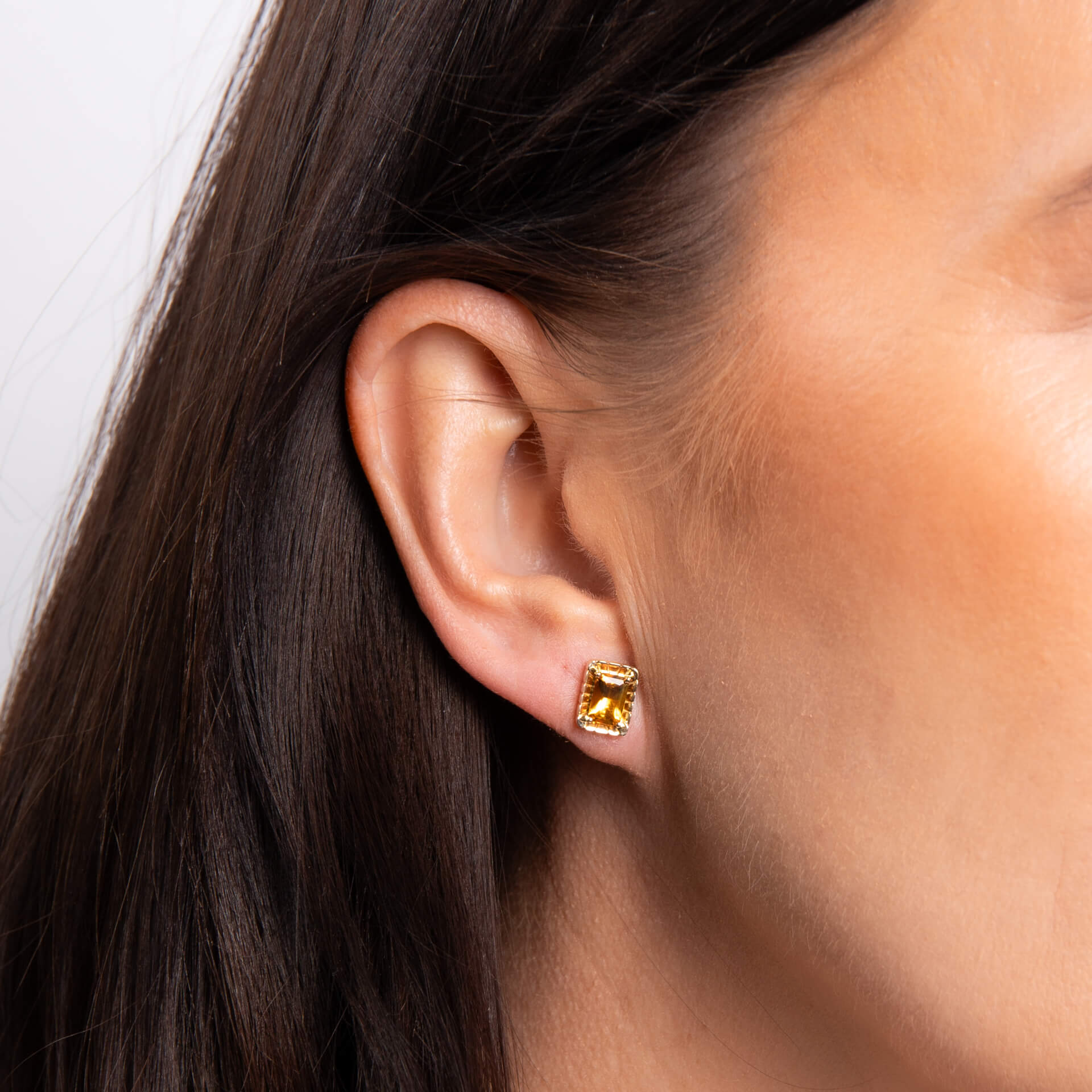 Detailed Octagon Citrine Stud Earrings