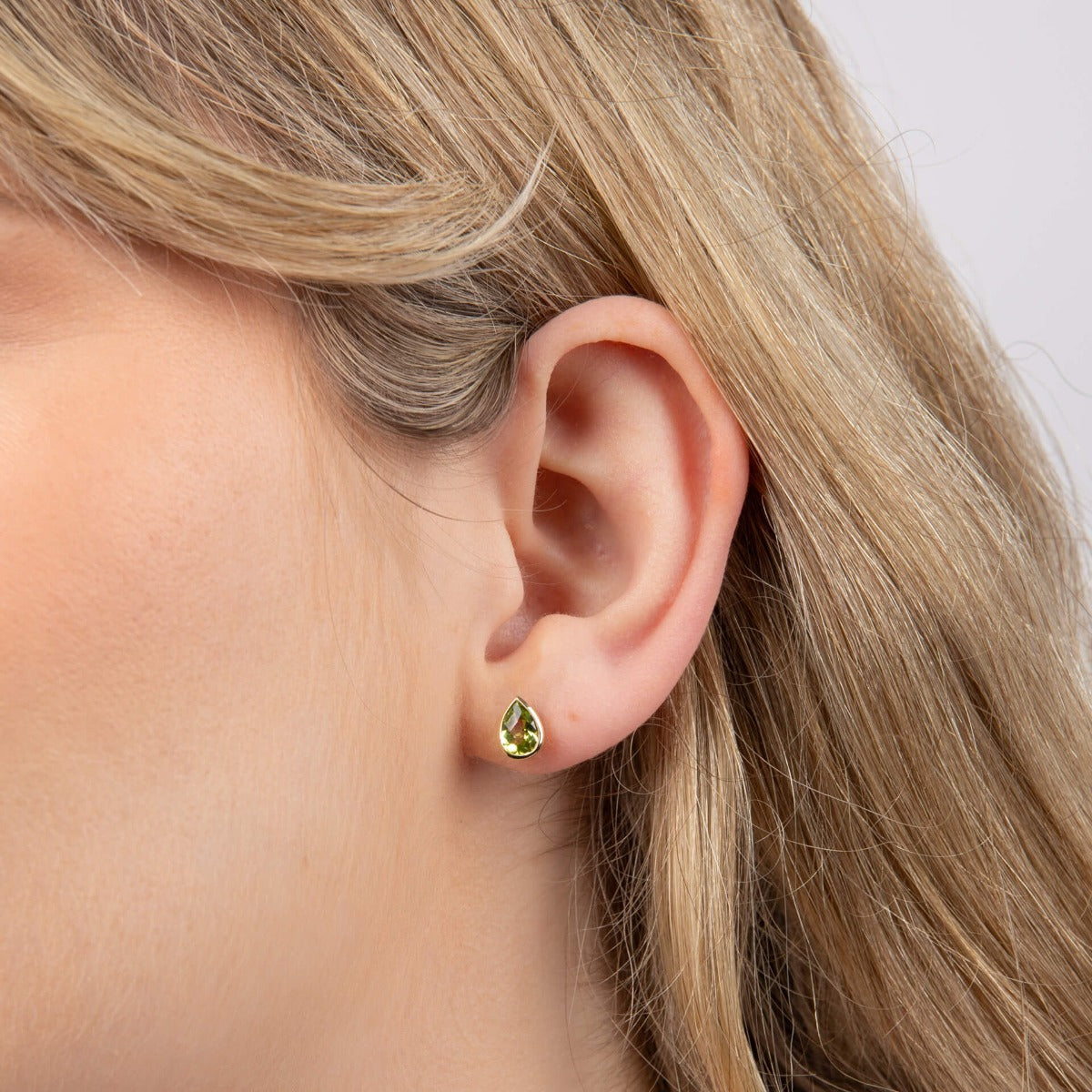 Peridot Teardrop Stud Earrings