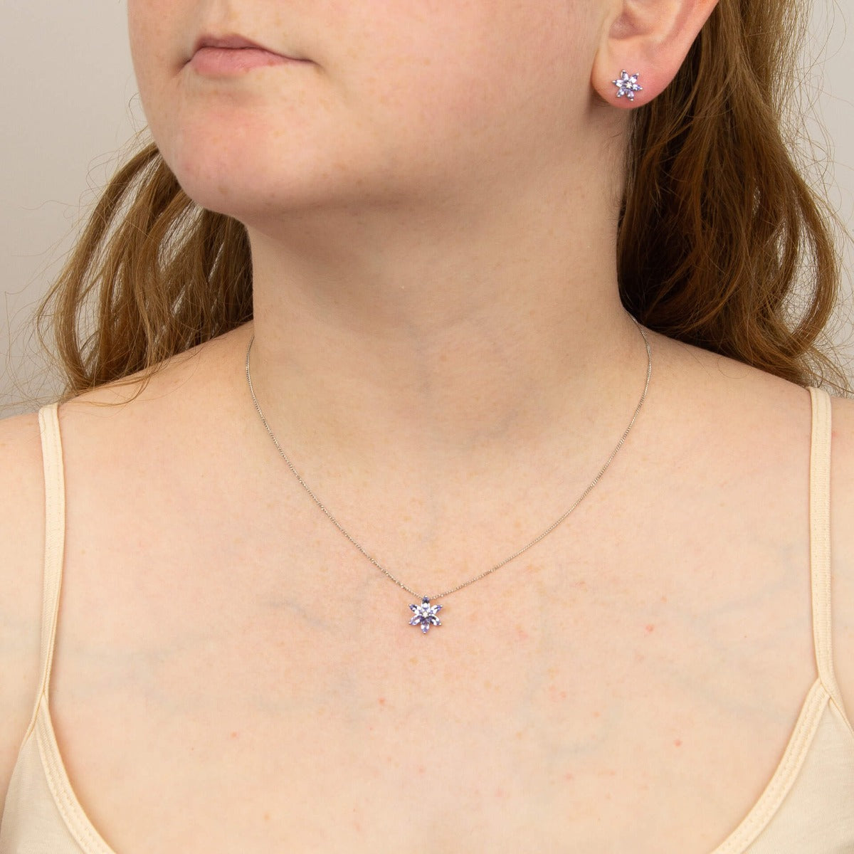 Tanzanite Flower Pendant with Diamond