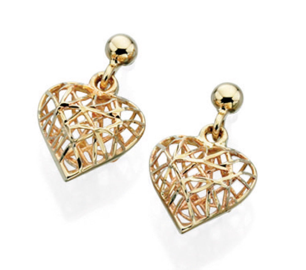 Caged Heart Drop Earrings