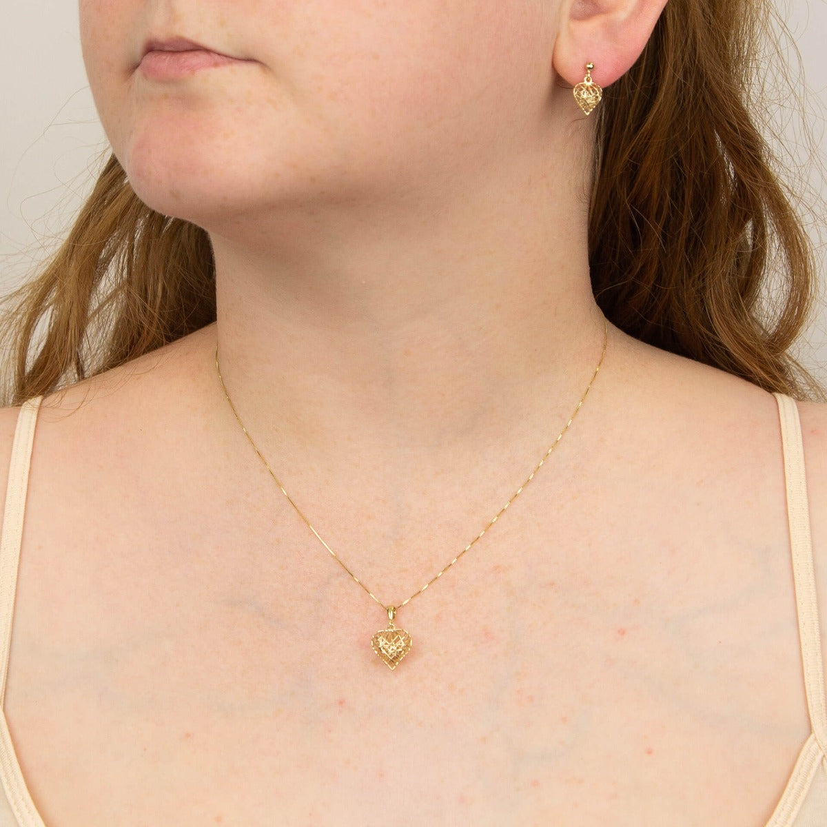 Caged Heart Drop Earrings