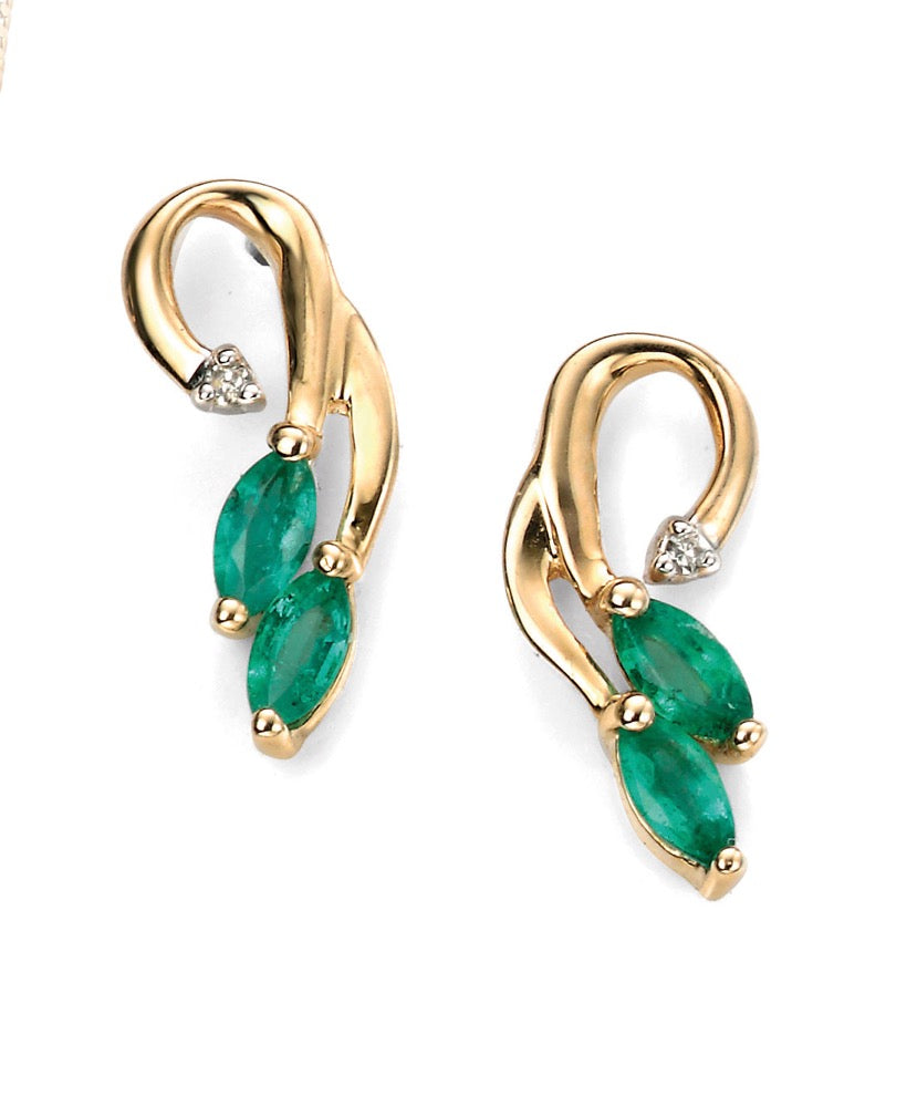 Vine Style Earrings with Emerald