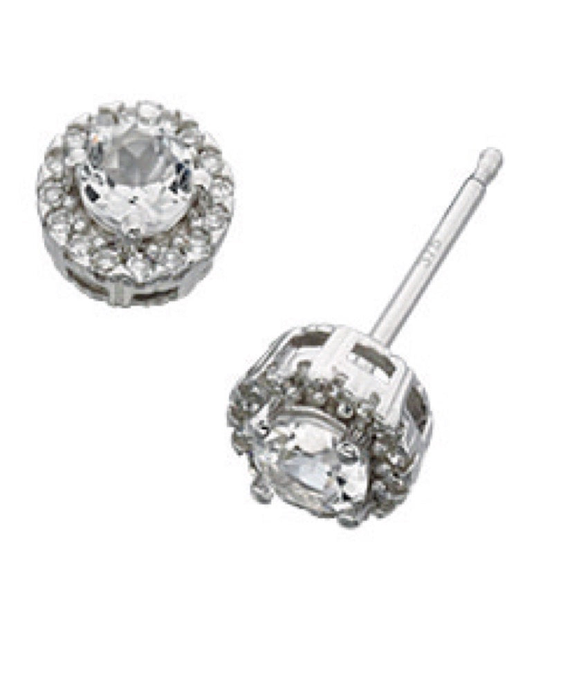 Diamond and White Topaz Stud Earrings