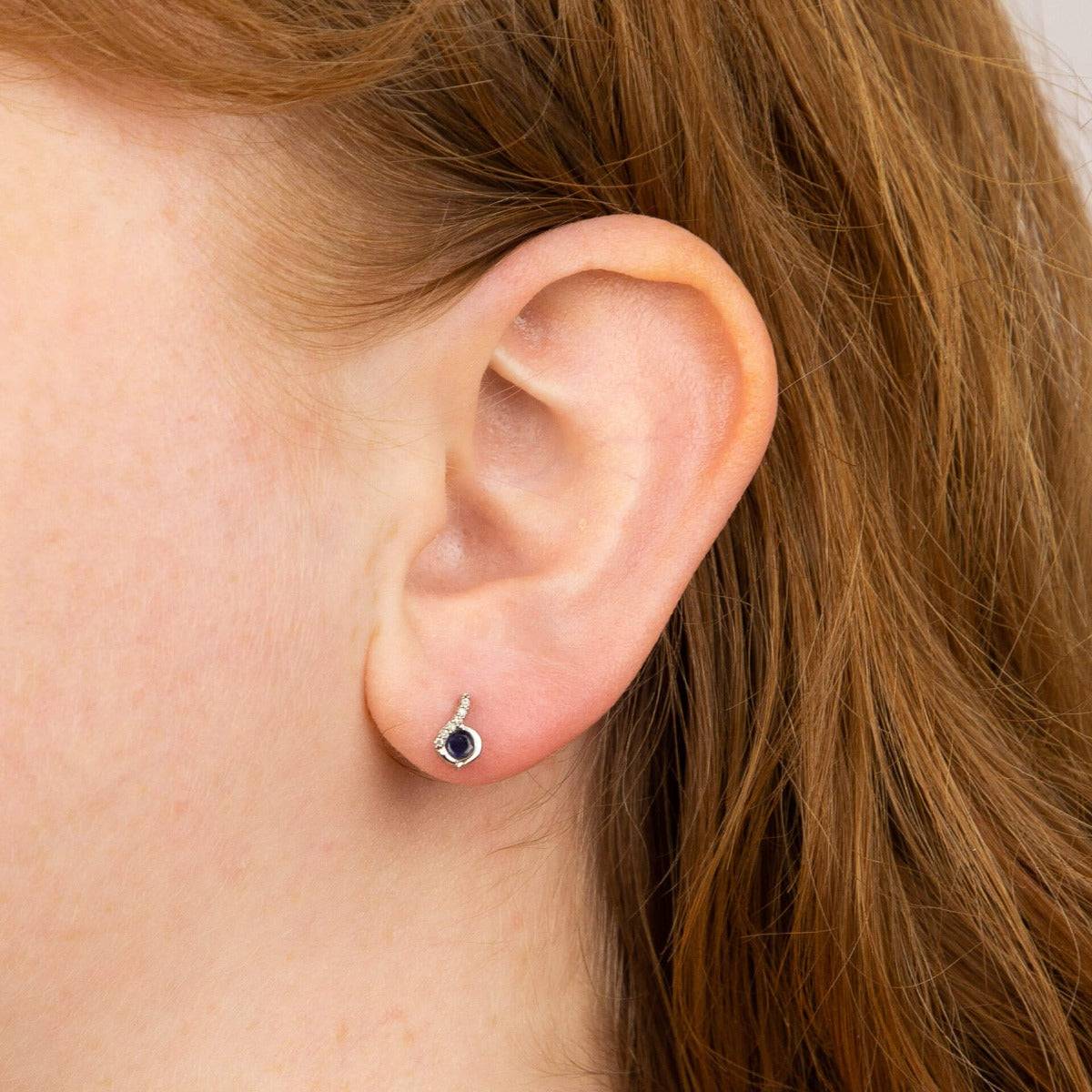 Blue Sapphire Swirl Earrings with Diamond