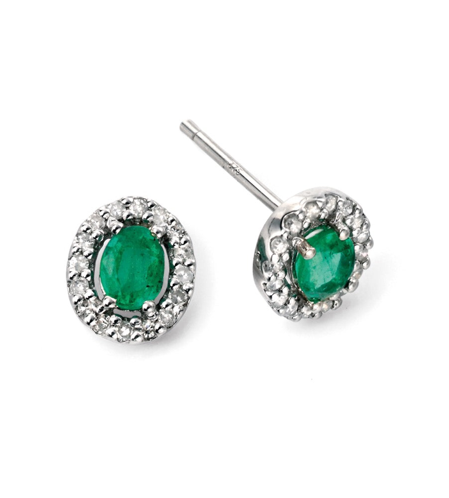 Precious Stone Earrings with Diamond Cluster Surround