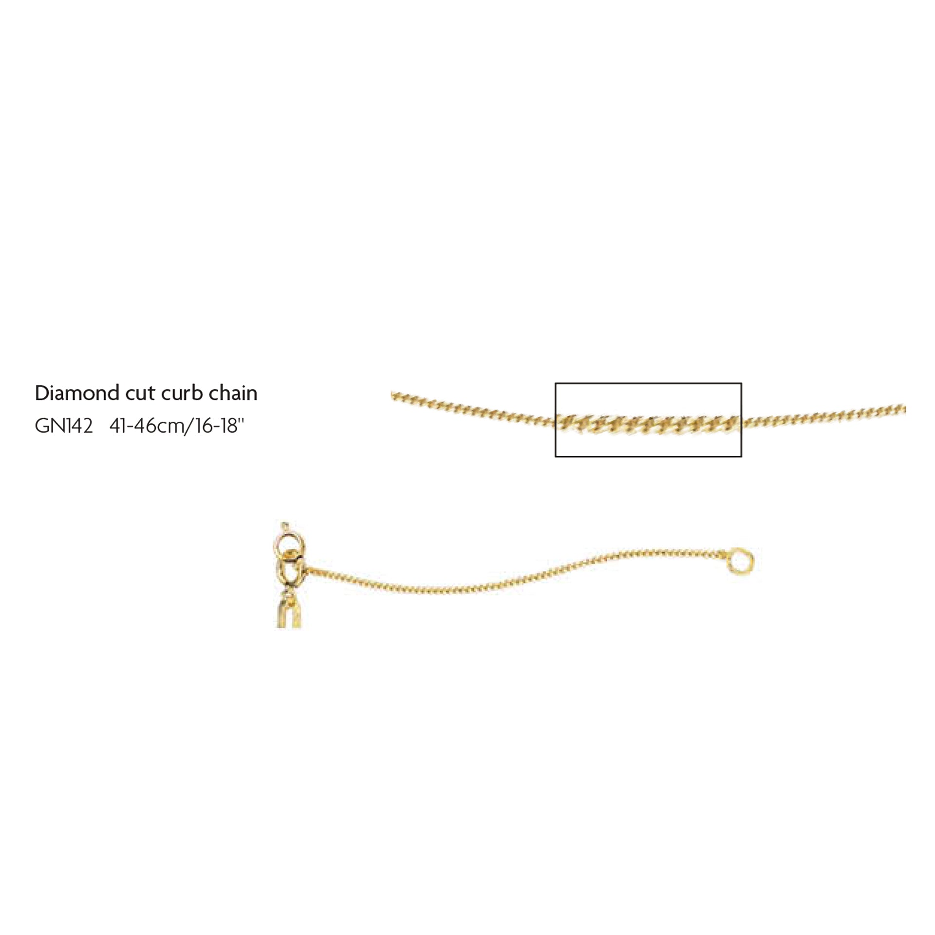 0.8mm Diamond Cut Curb Chain 41cm-46cm