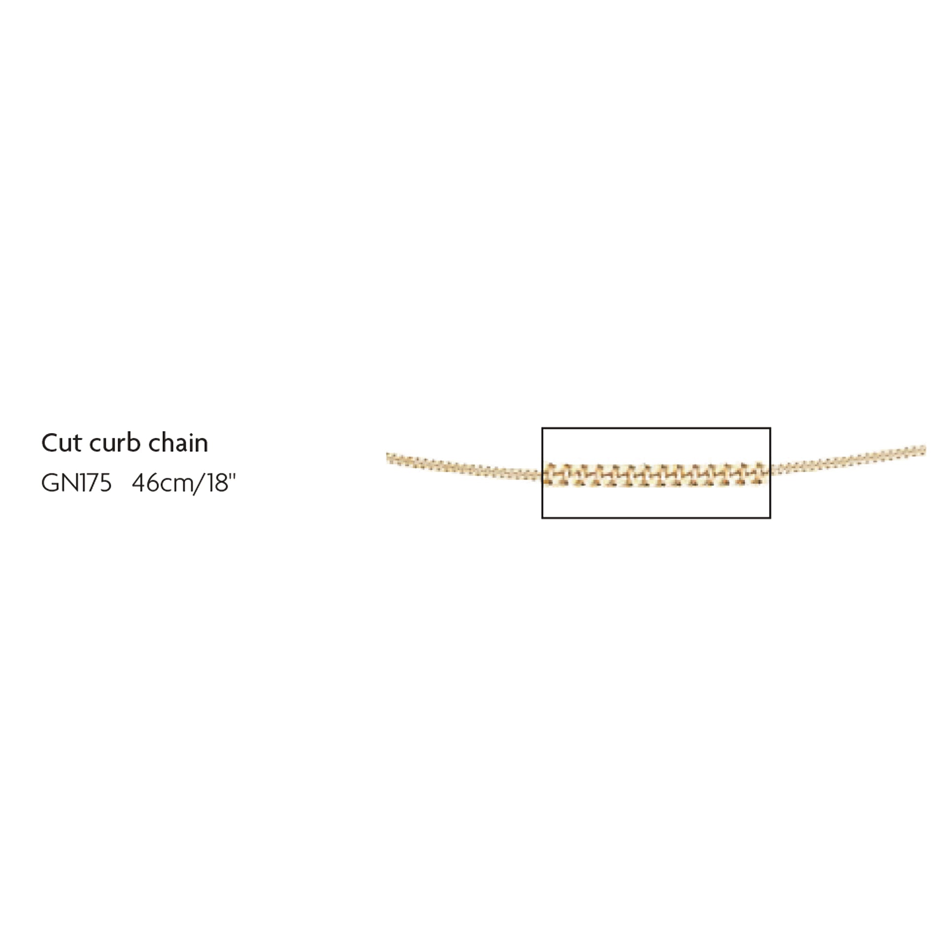 1mm Diamond Cut Curb Chain 46cm