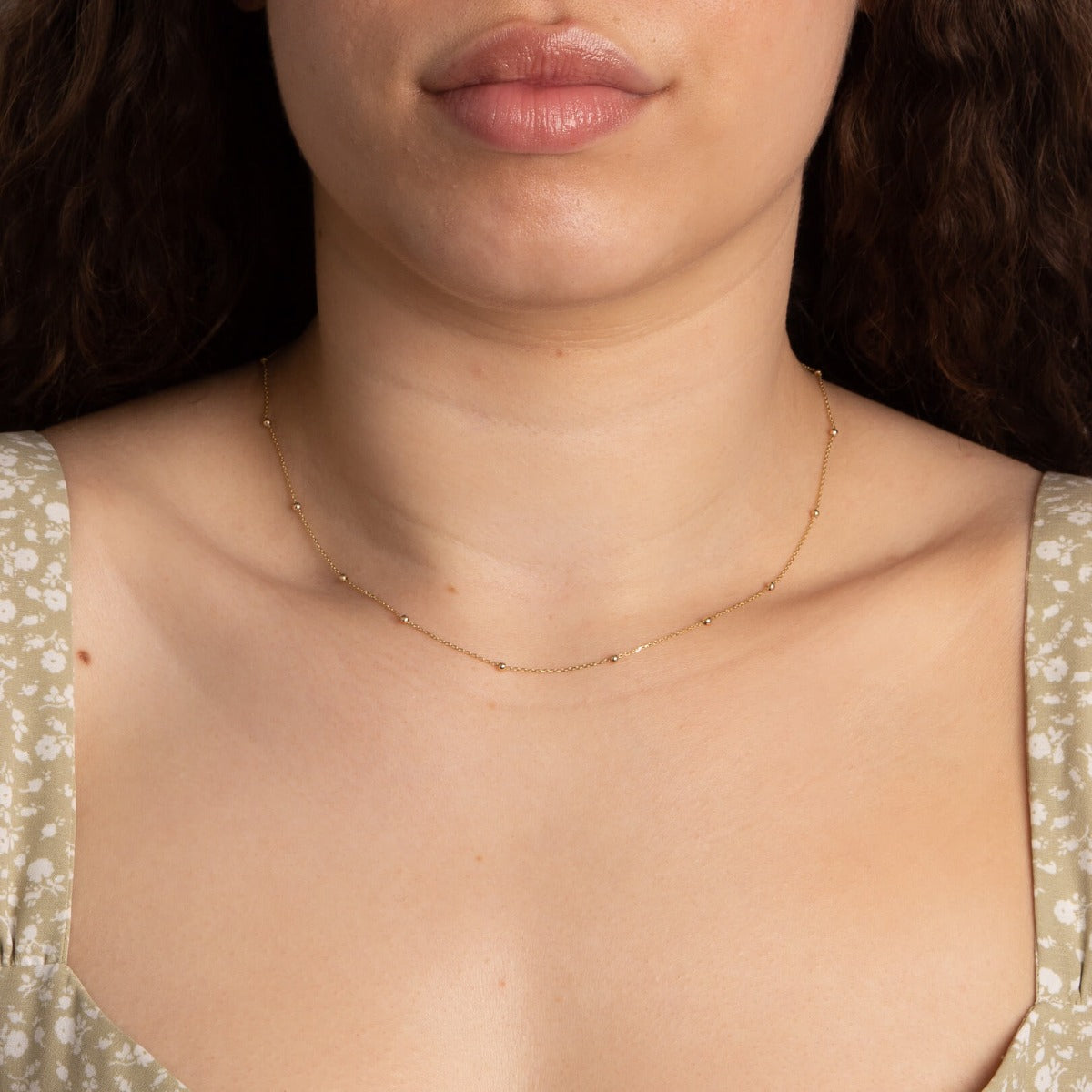 Fine Ball Station Chain Necklace