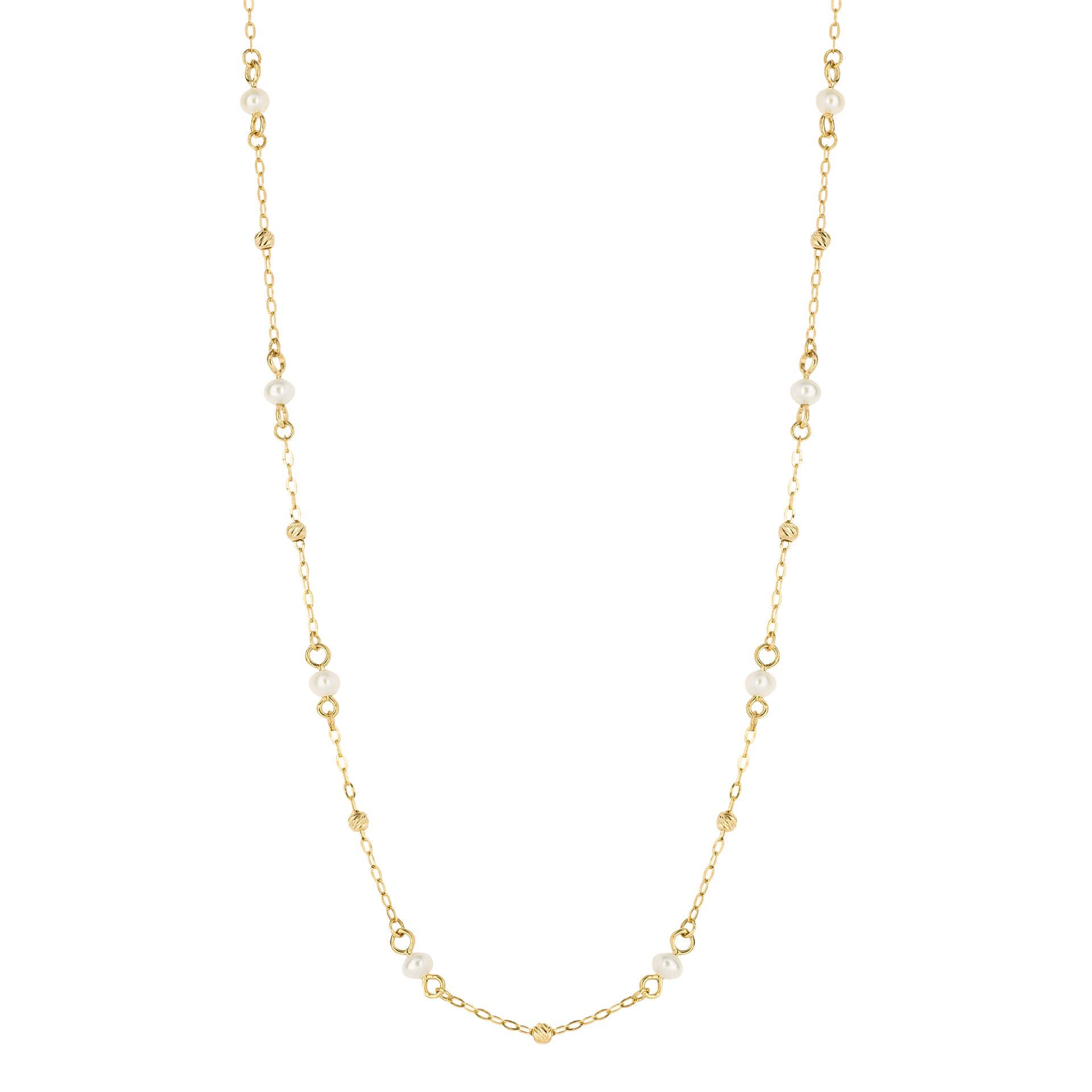 Trace Chain Station Necklace with Freshwater Pearls