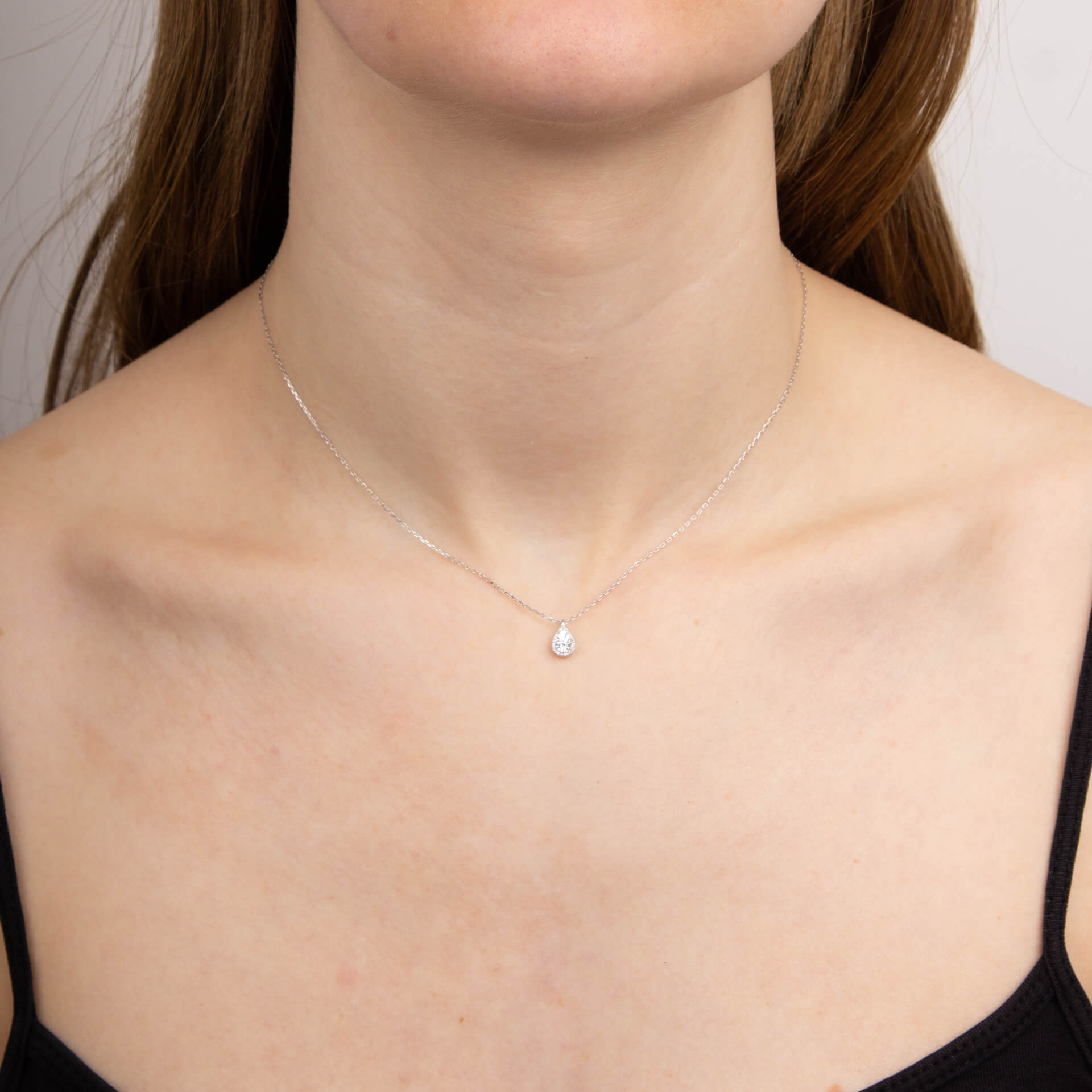 Diamond Cut Teardrop Necklace with Diamond