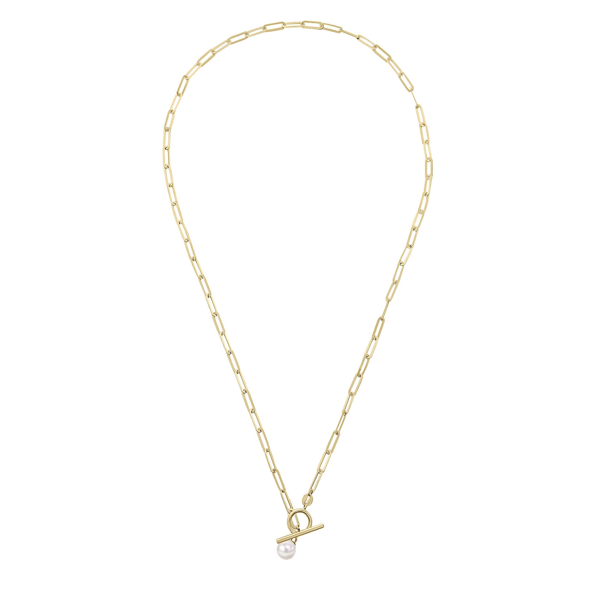 T-Bar Chain Necklace with Freshwater Pearl Charm
