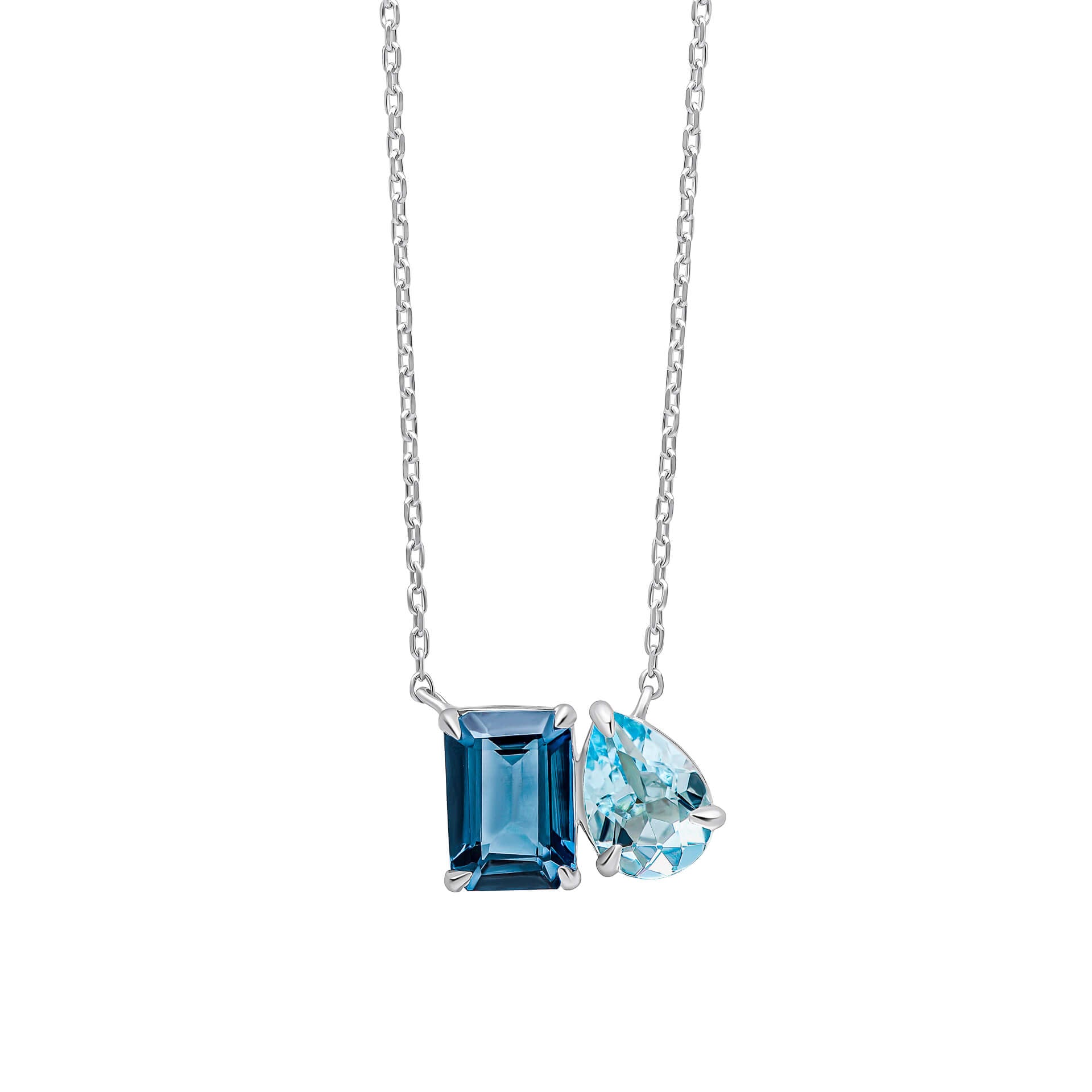 Toi et Moi Blue Topaz Necklace