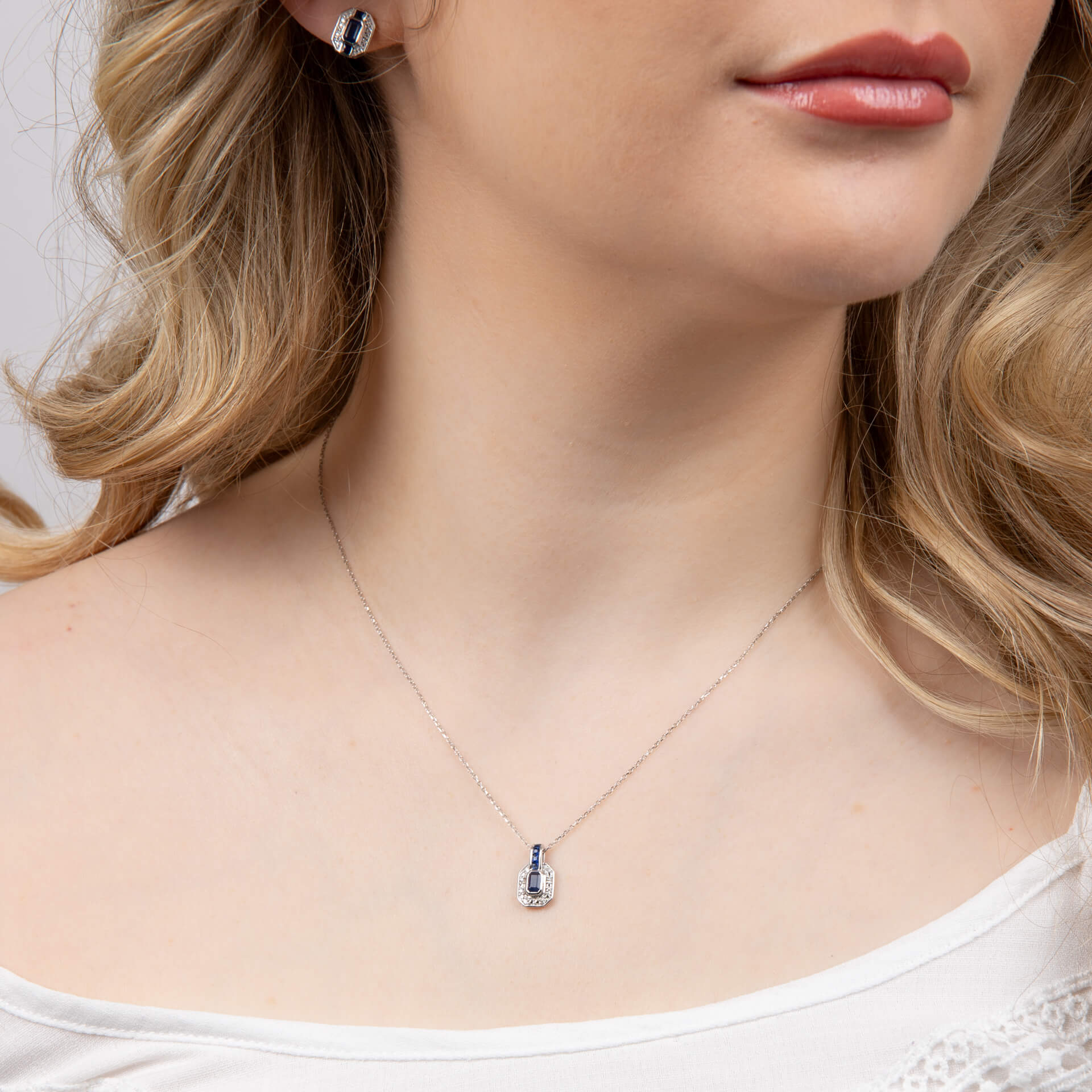 Sapphire Channel and Diamond Necklace