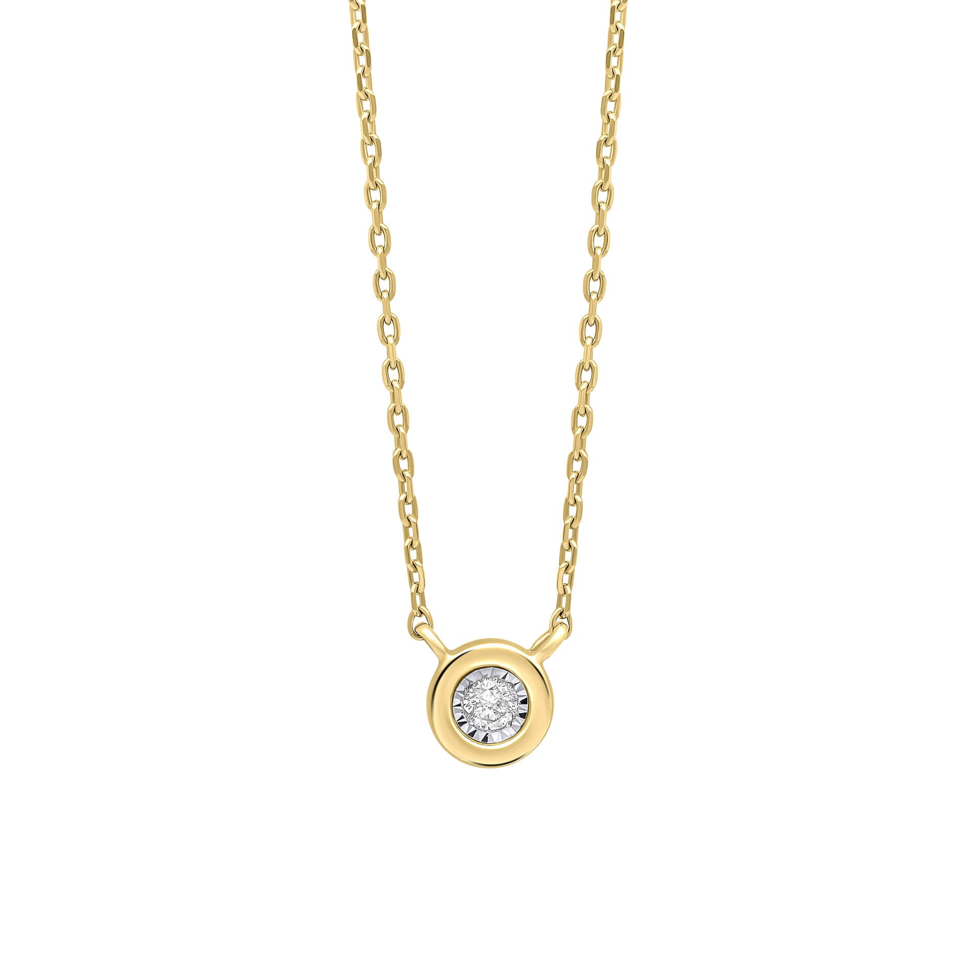 Rounded Bezel Diamond Necklace