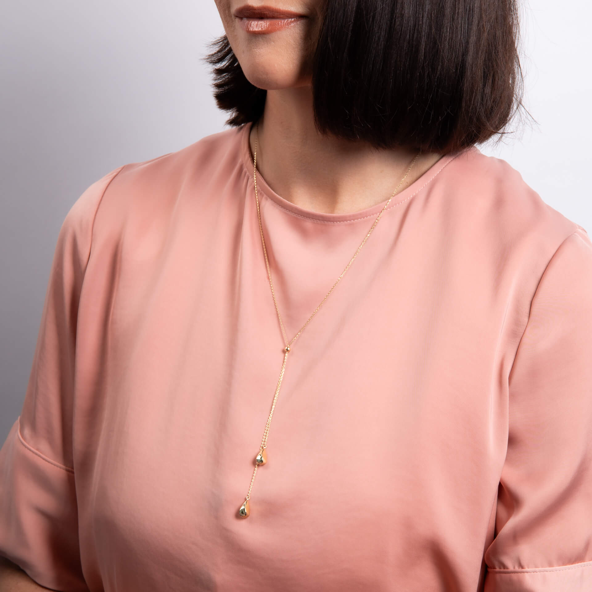 Organic Teardrop Lariat Necklace