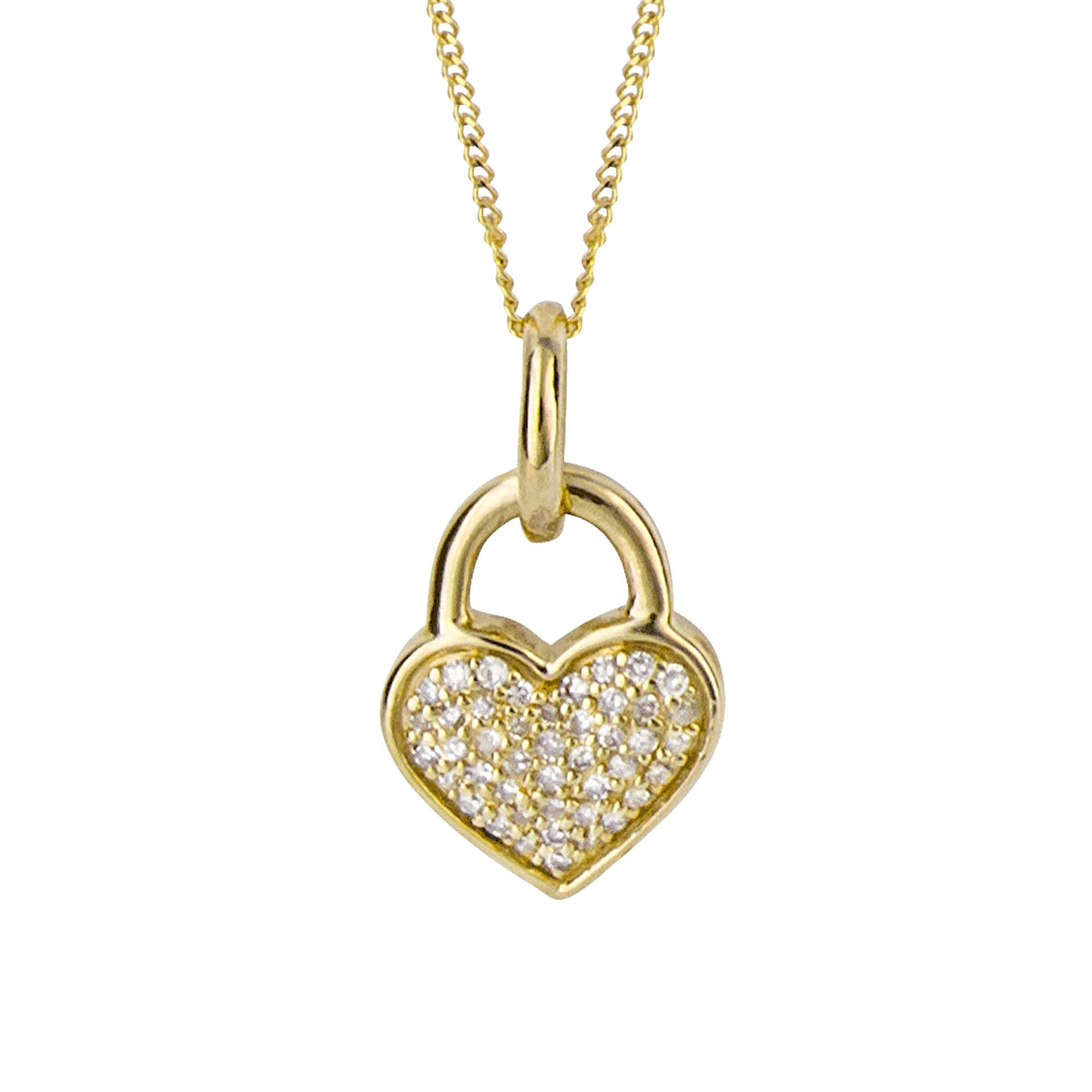 Heart Padlock Pendant with Pave Diamond