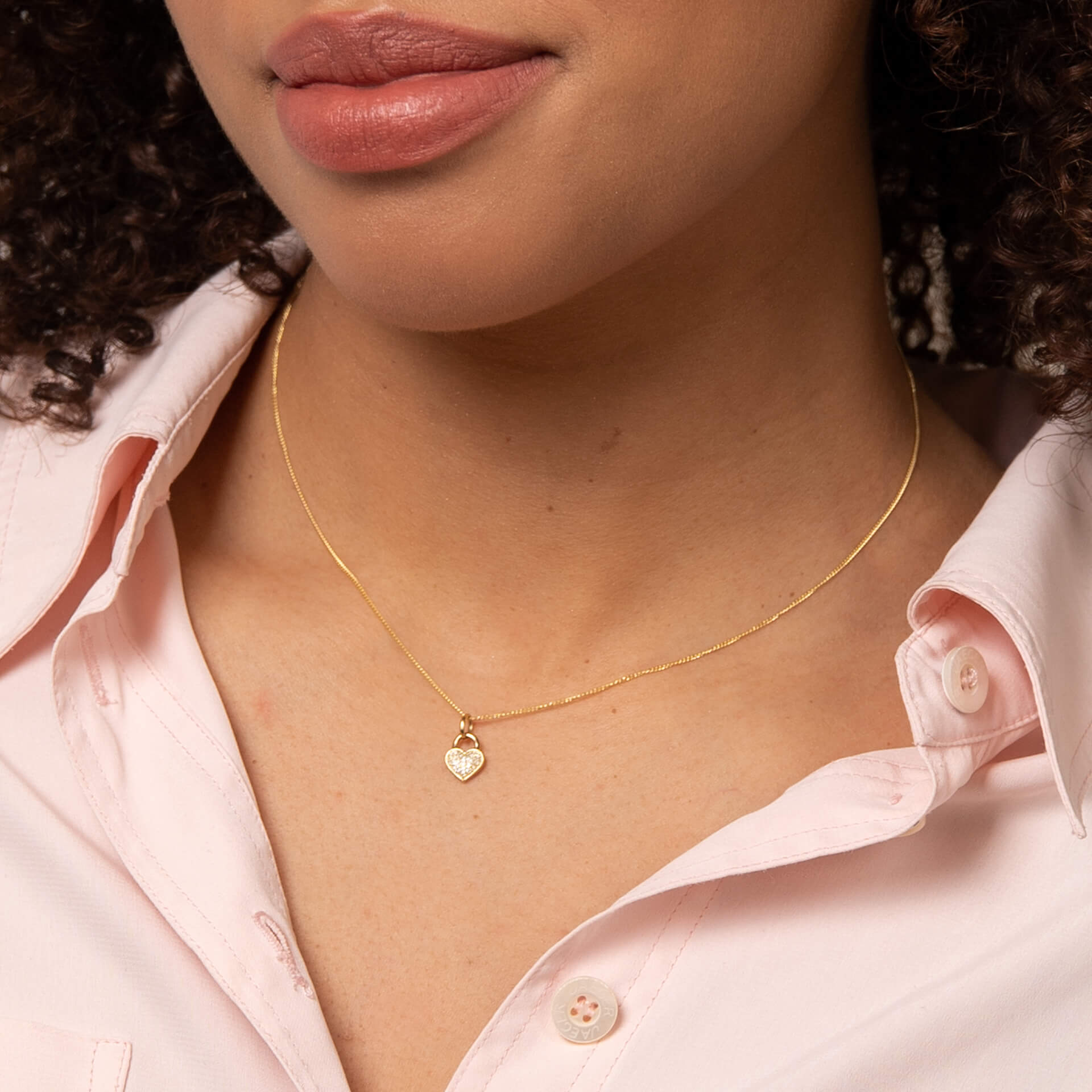 Heart Padlock Pendant with Pave Diamond
