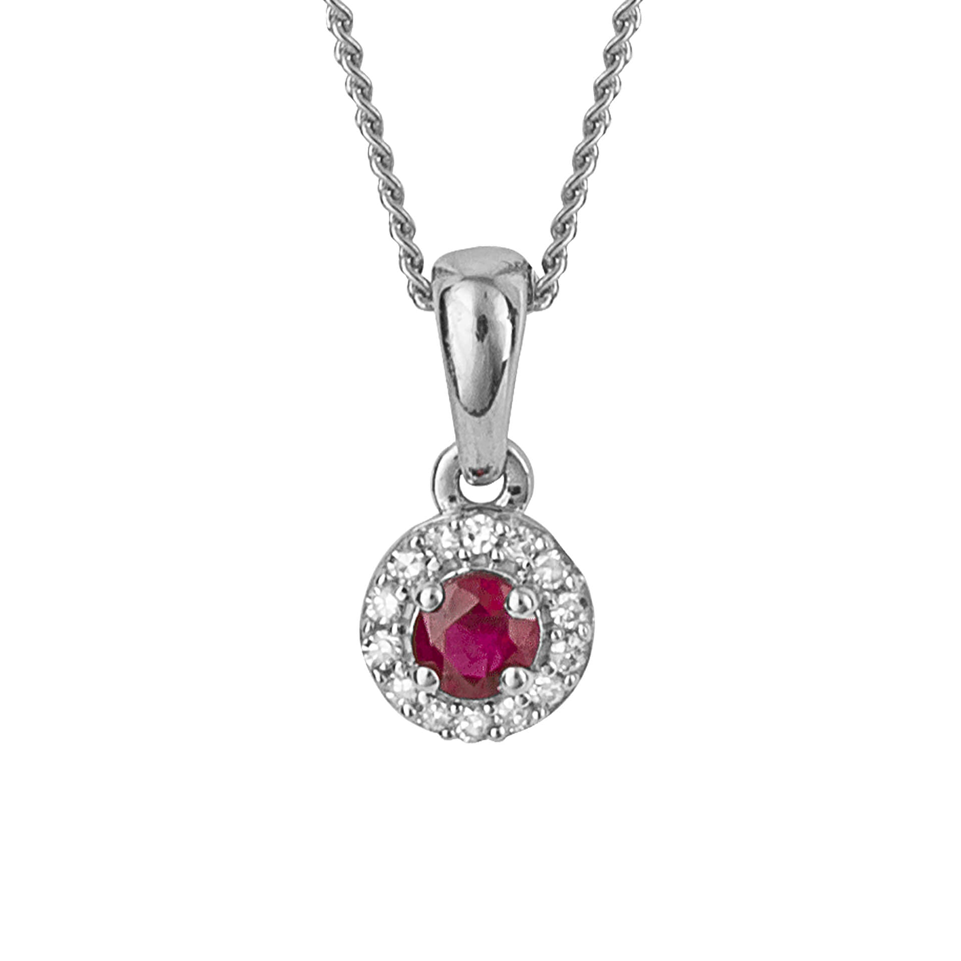 Round Precious Stone Pendant with Diamond Surround